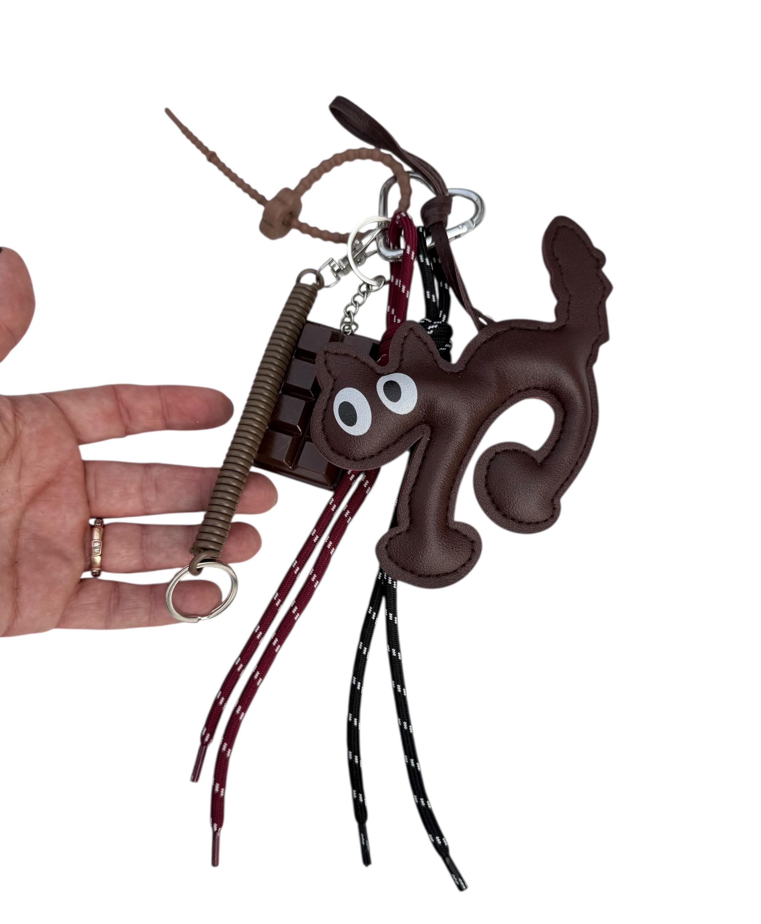 Genuine Leather Cat Charm for Bags