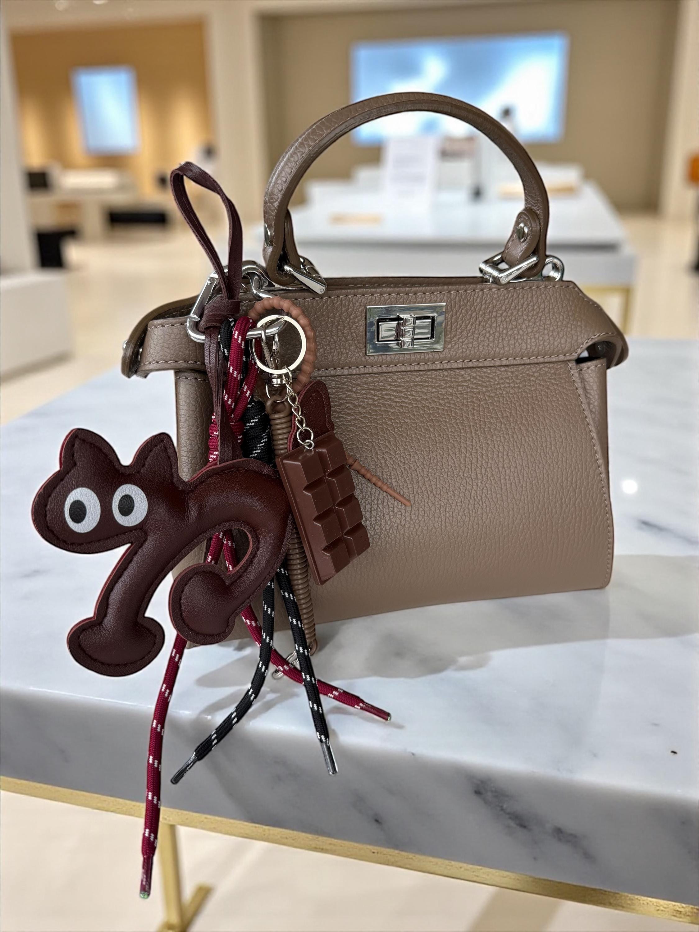 Genuine Leather Cat Charm for Bags