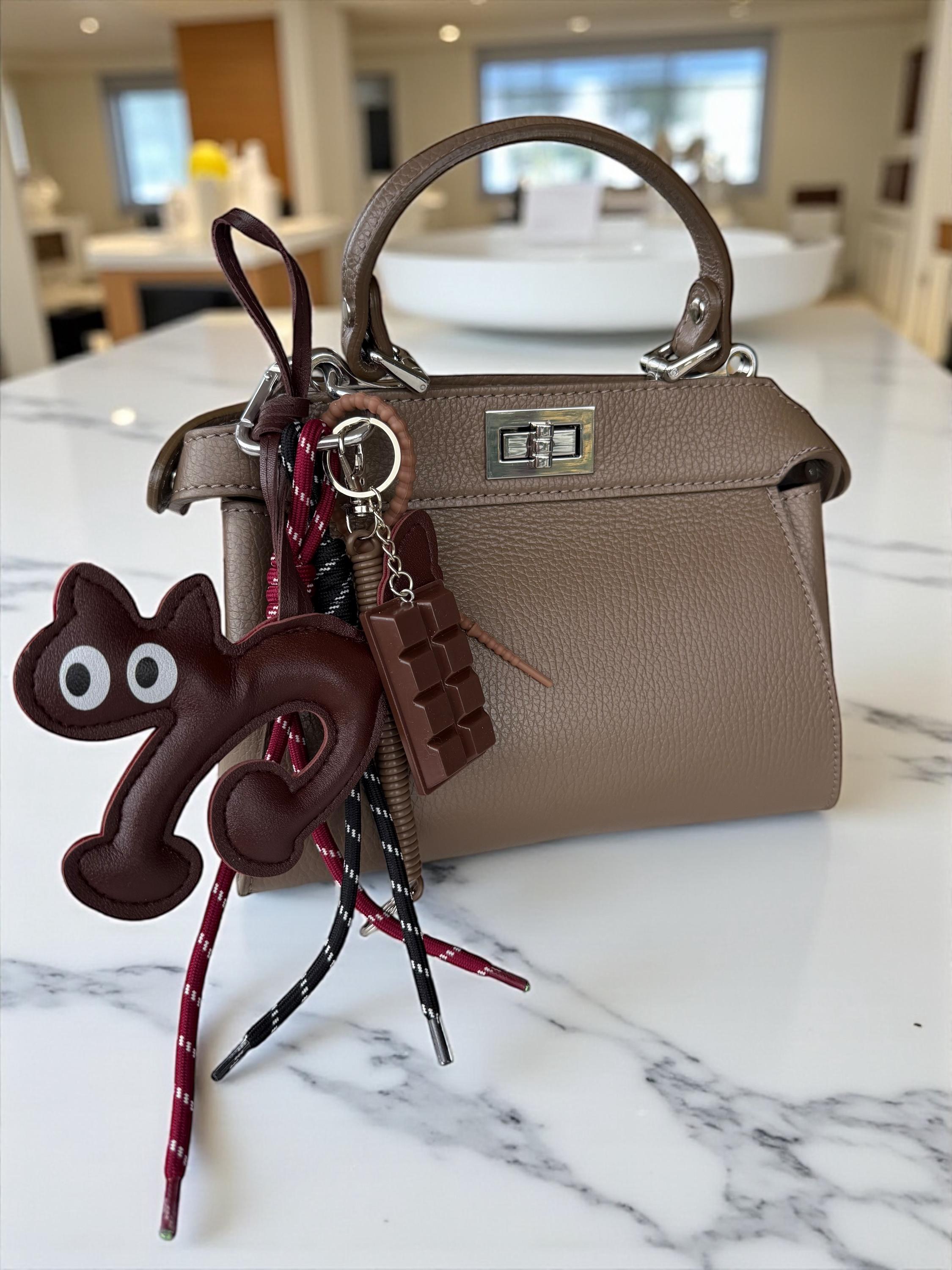 Genuine Leather Cat Charm for Bags