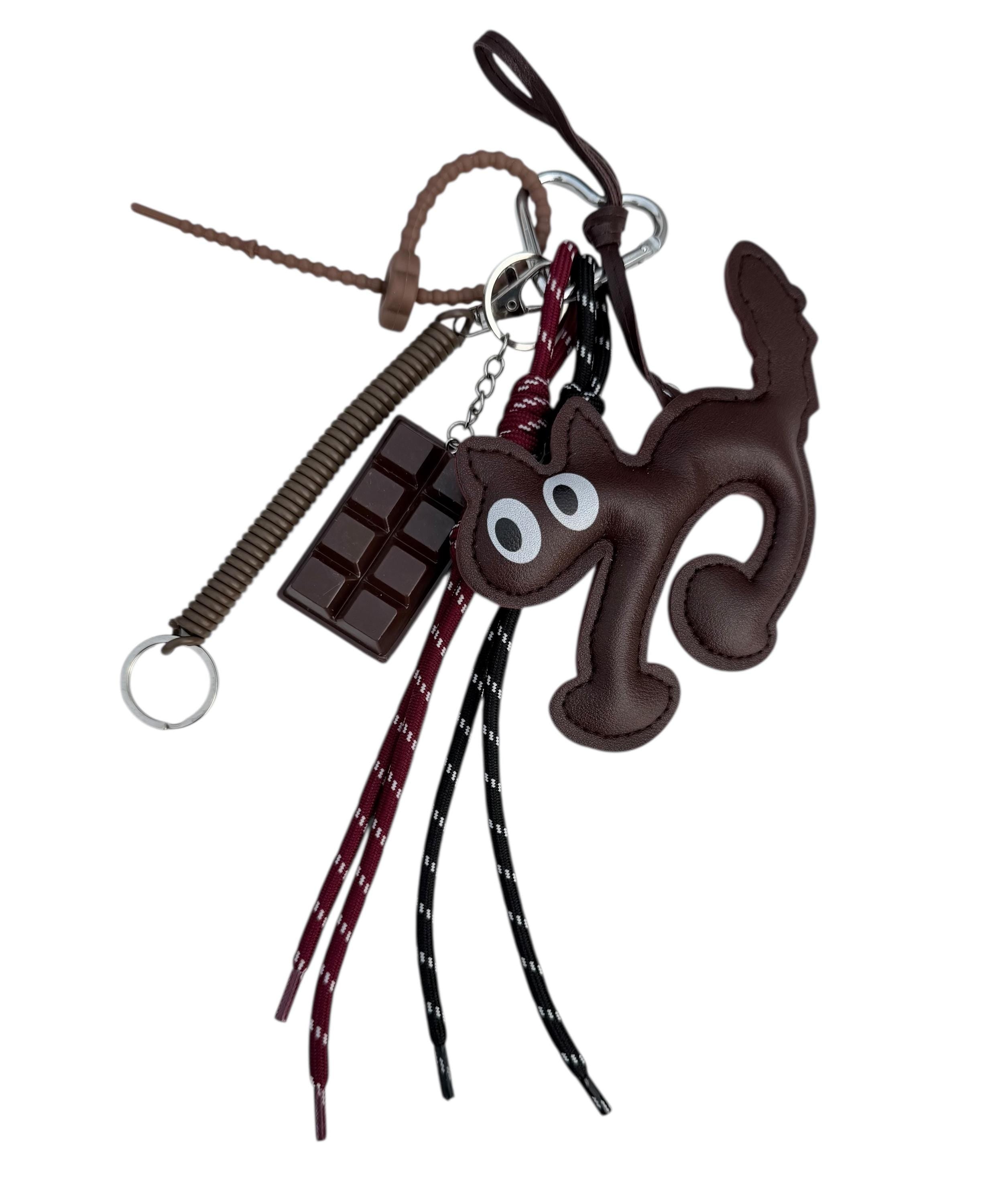 Genuine Leather Cat Charm for Bags