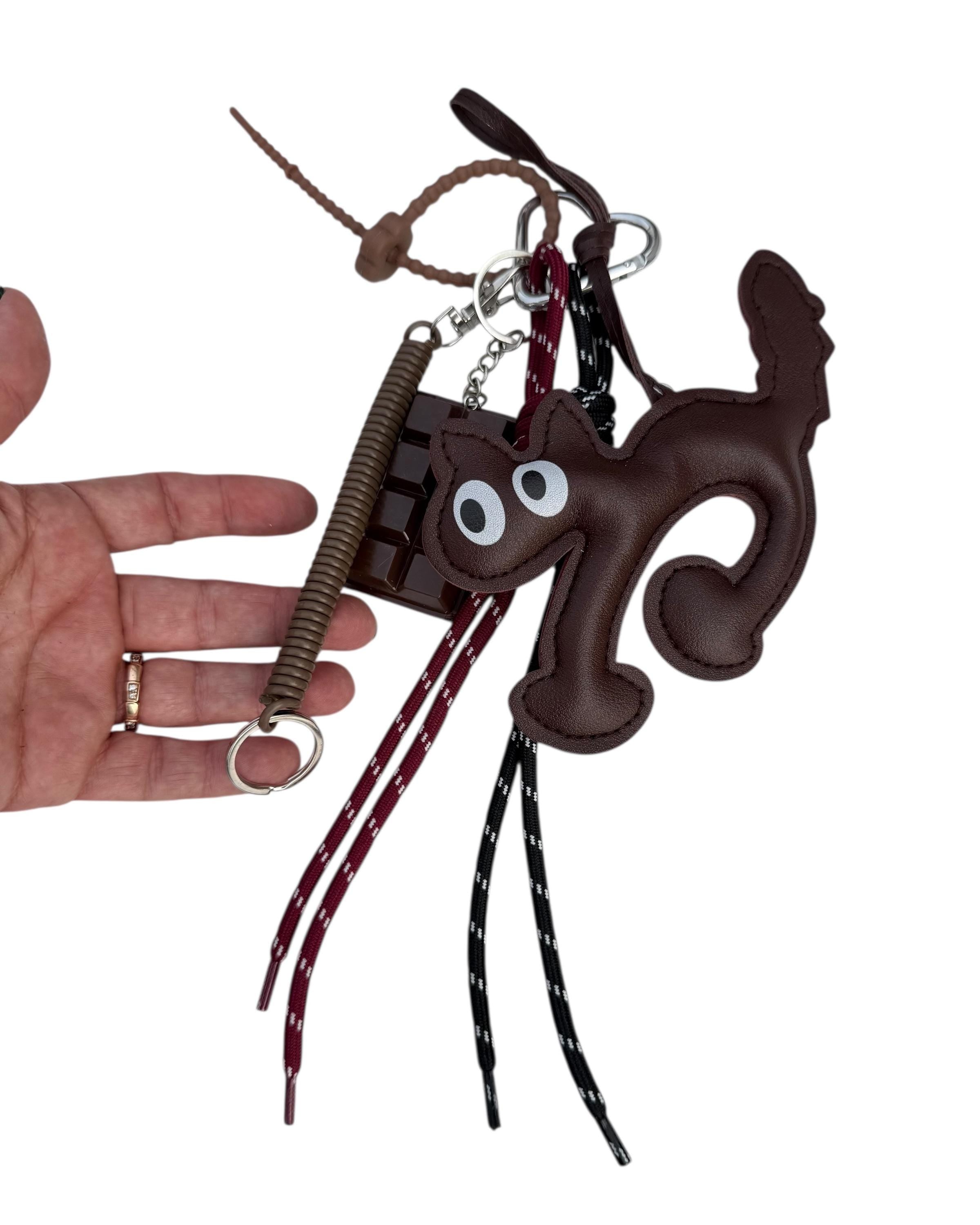 Genuine Leather Cat Charm for Bags