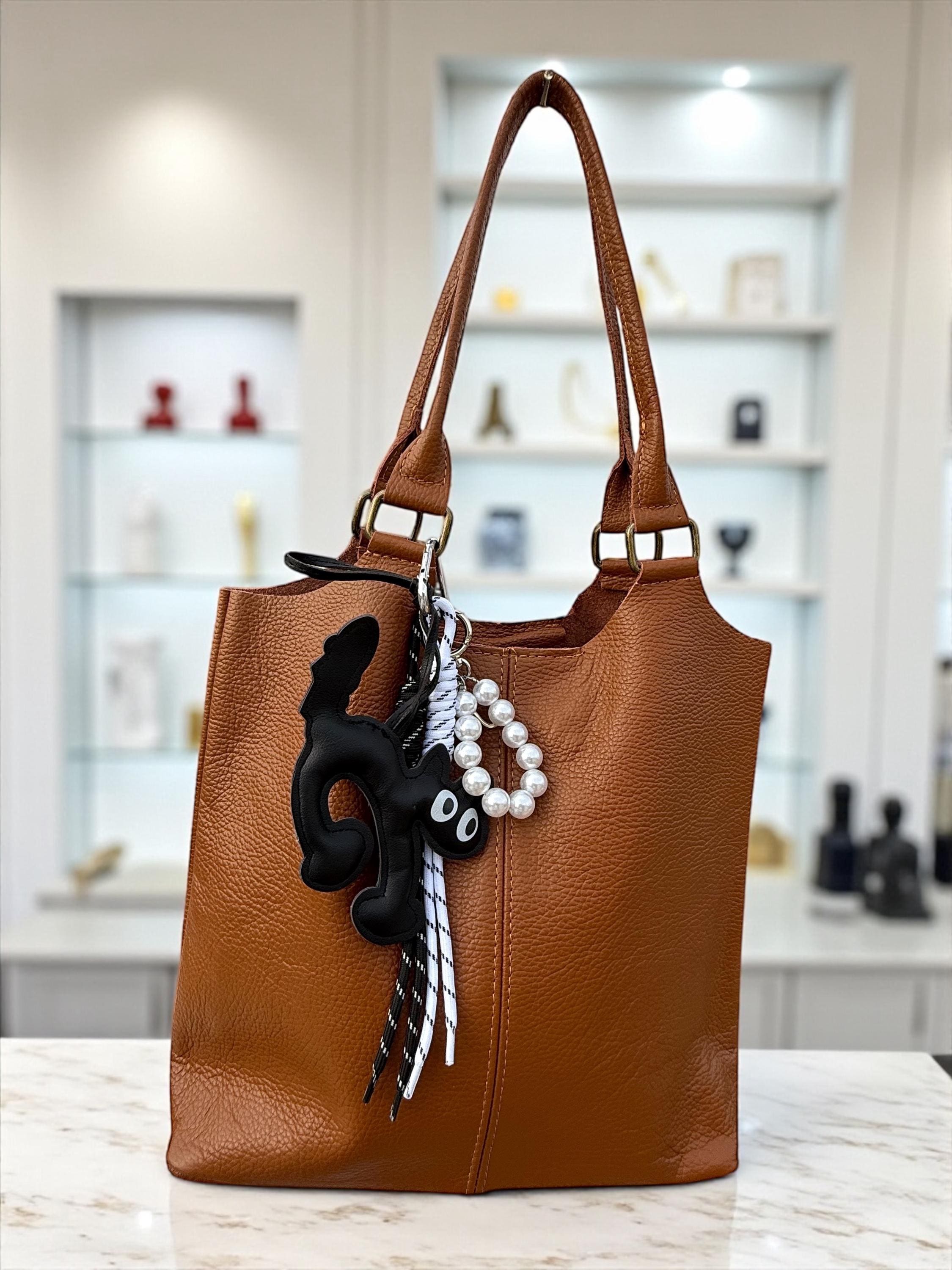 Genuine Leather Cat Charm for Bags