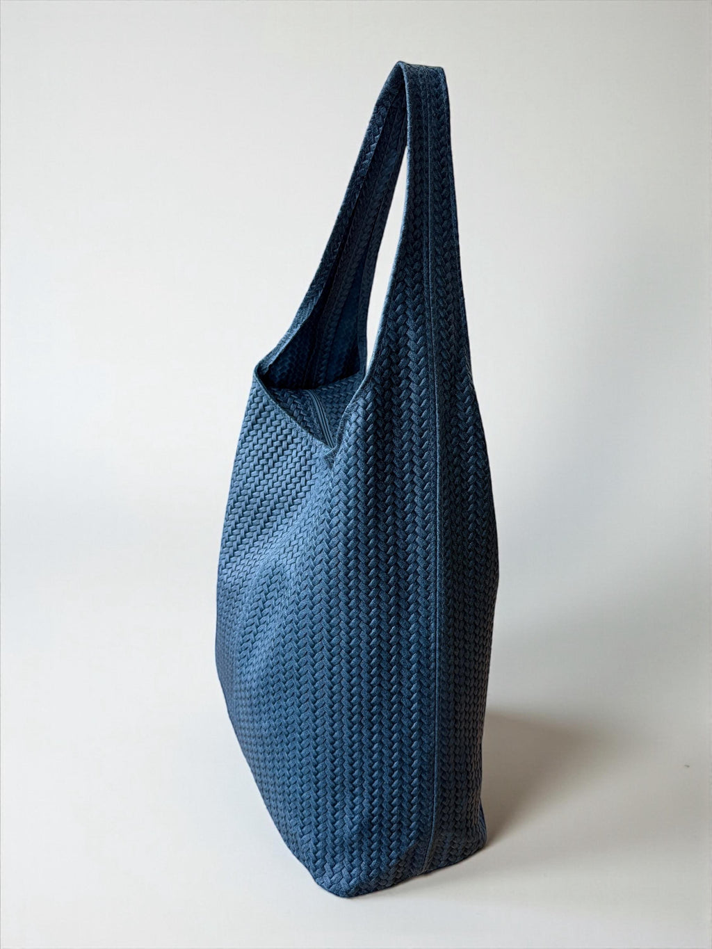 Woven Italian Genuine Leather Blue Hobo