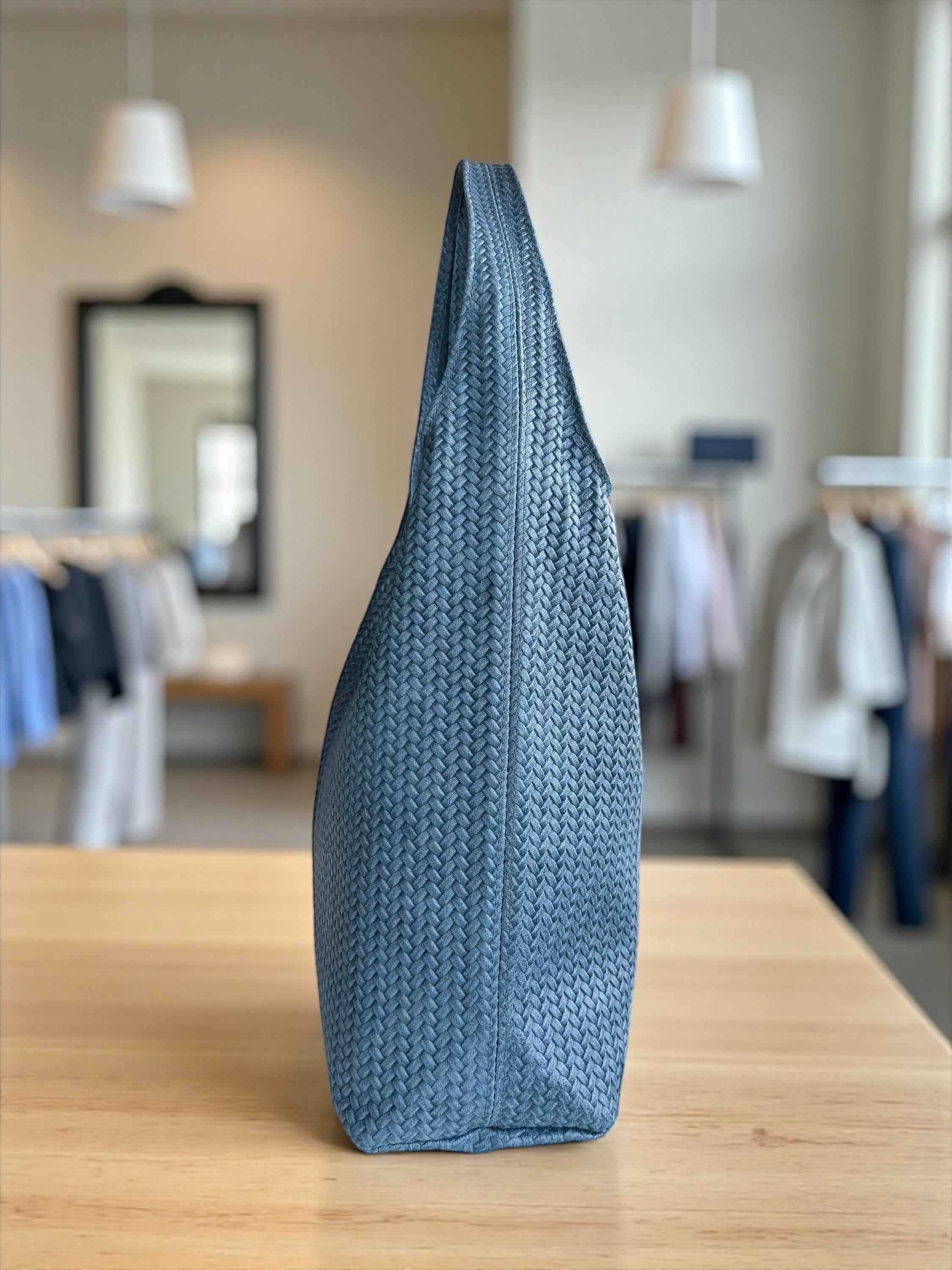 Woven Italian Genuine Leather Blue Hobo