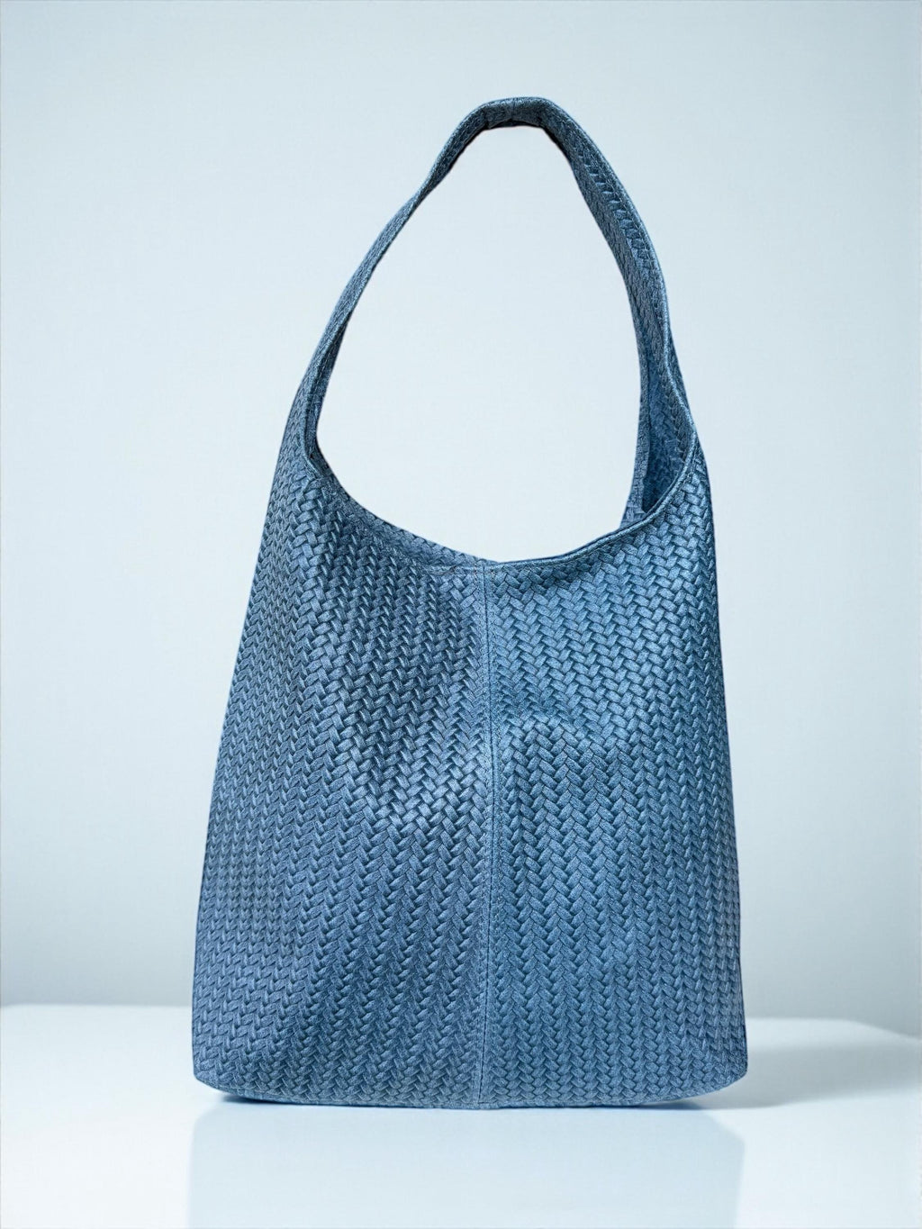 Woven Italian Genuine Leather Blue Hobo