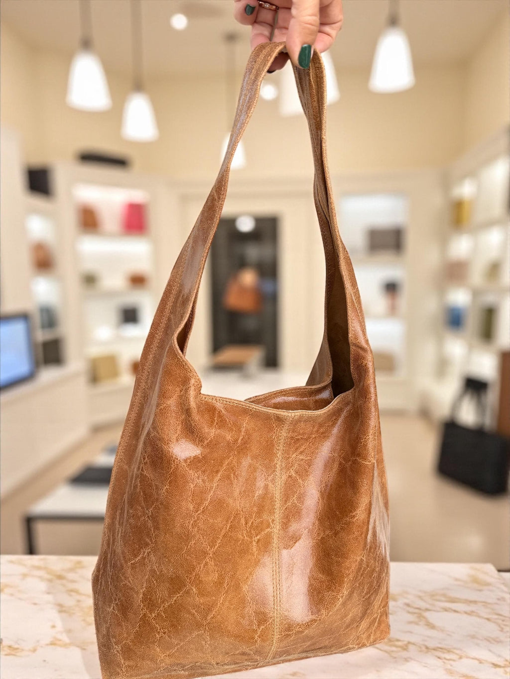 Genuine Leather Camel, brown, Blue boho hobo bag