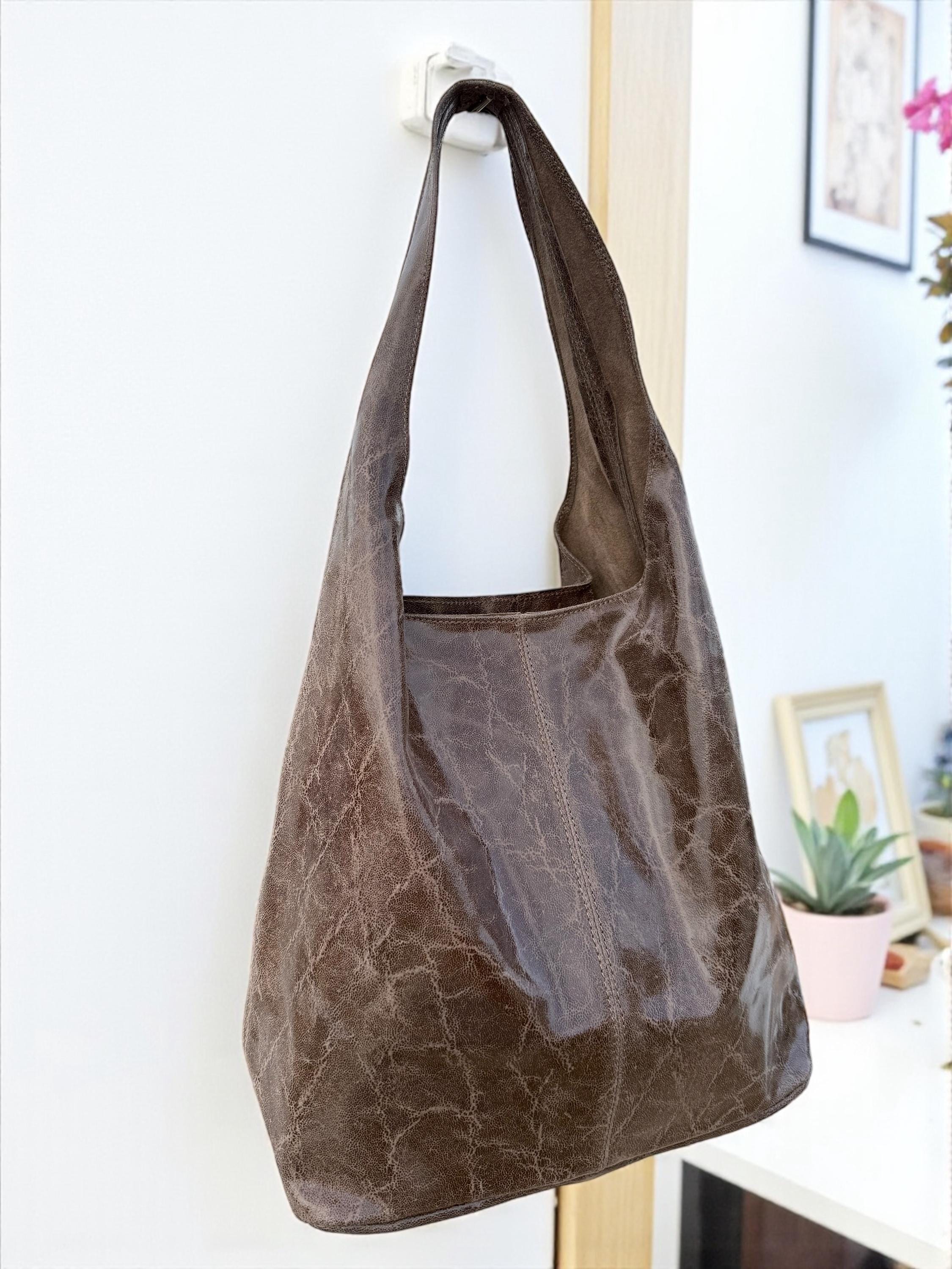 Genuine Leather Camel, brown, Blue boho hobo bag