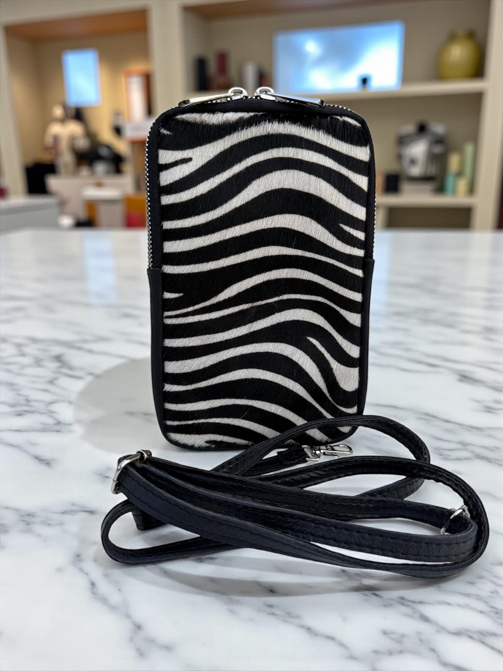Zebra Print Genuine leather Phone mini Bag