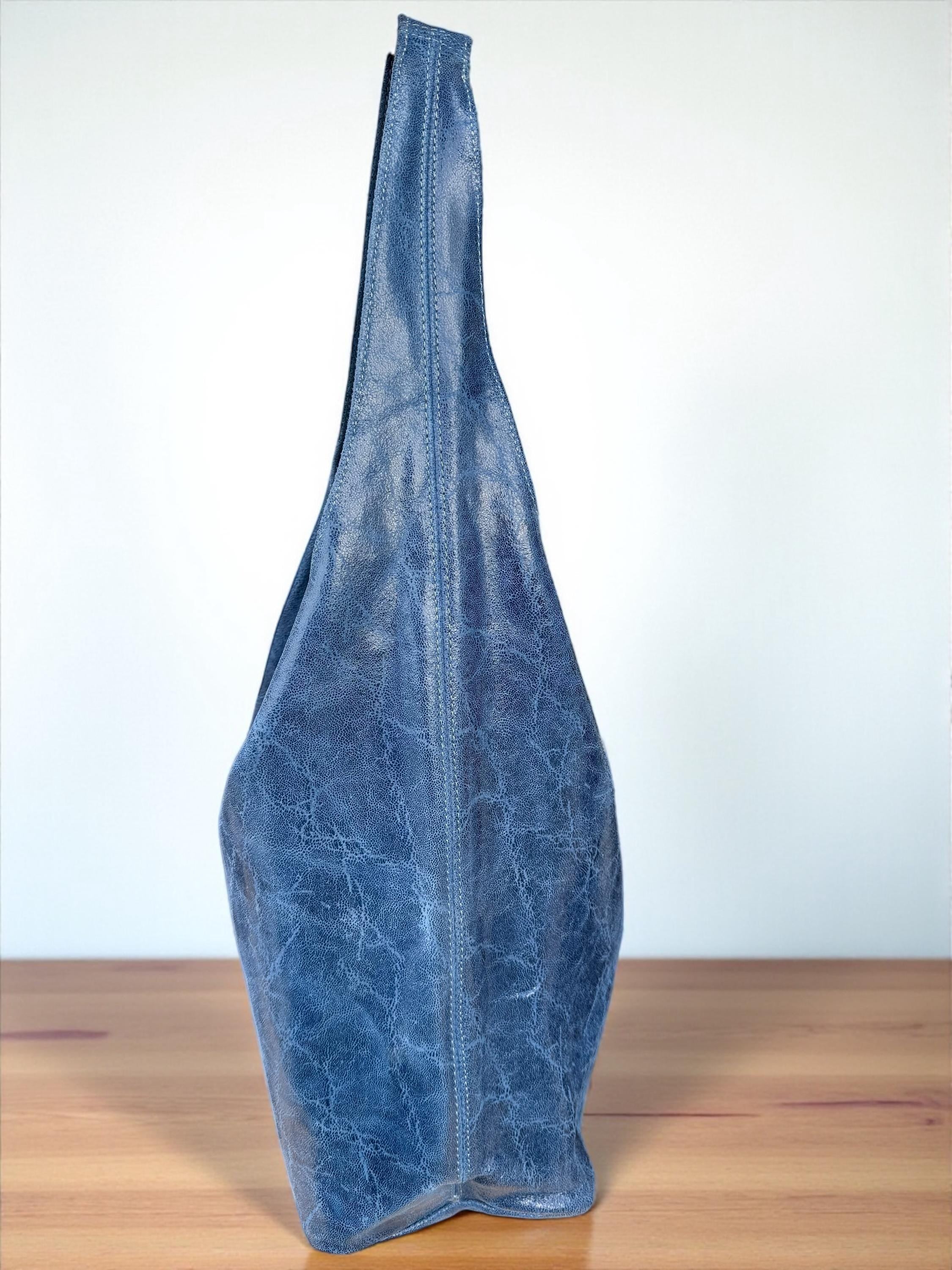 Genuine Leather Camel, brown, Blue boho hobo bag