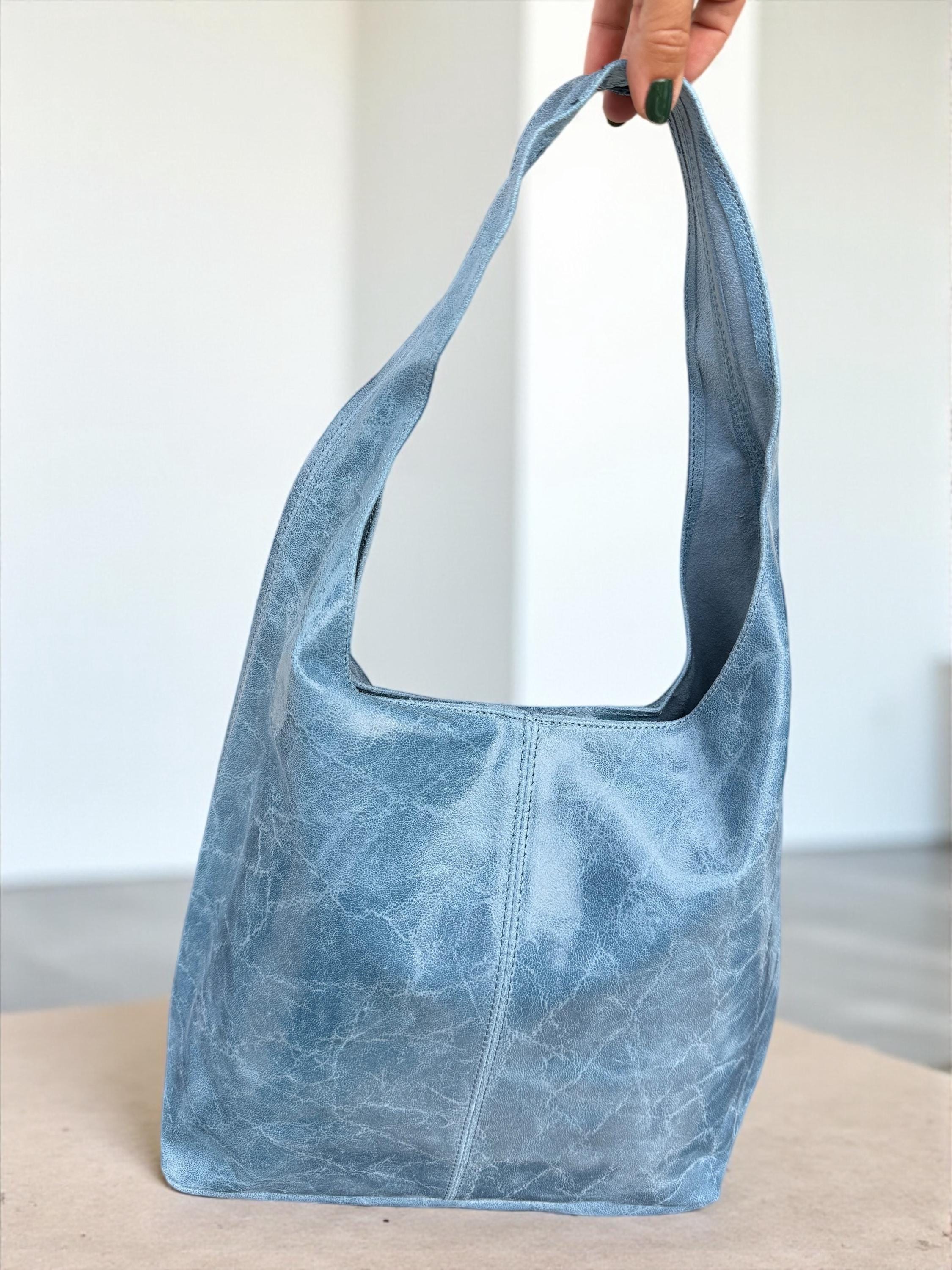 Genuine Leather Camel, brown, Blue boho hobo bag