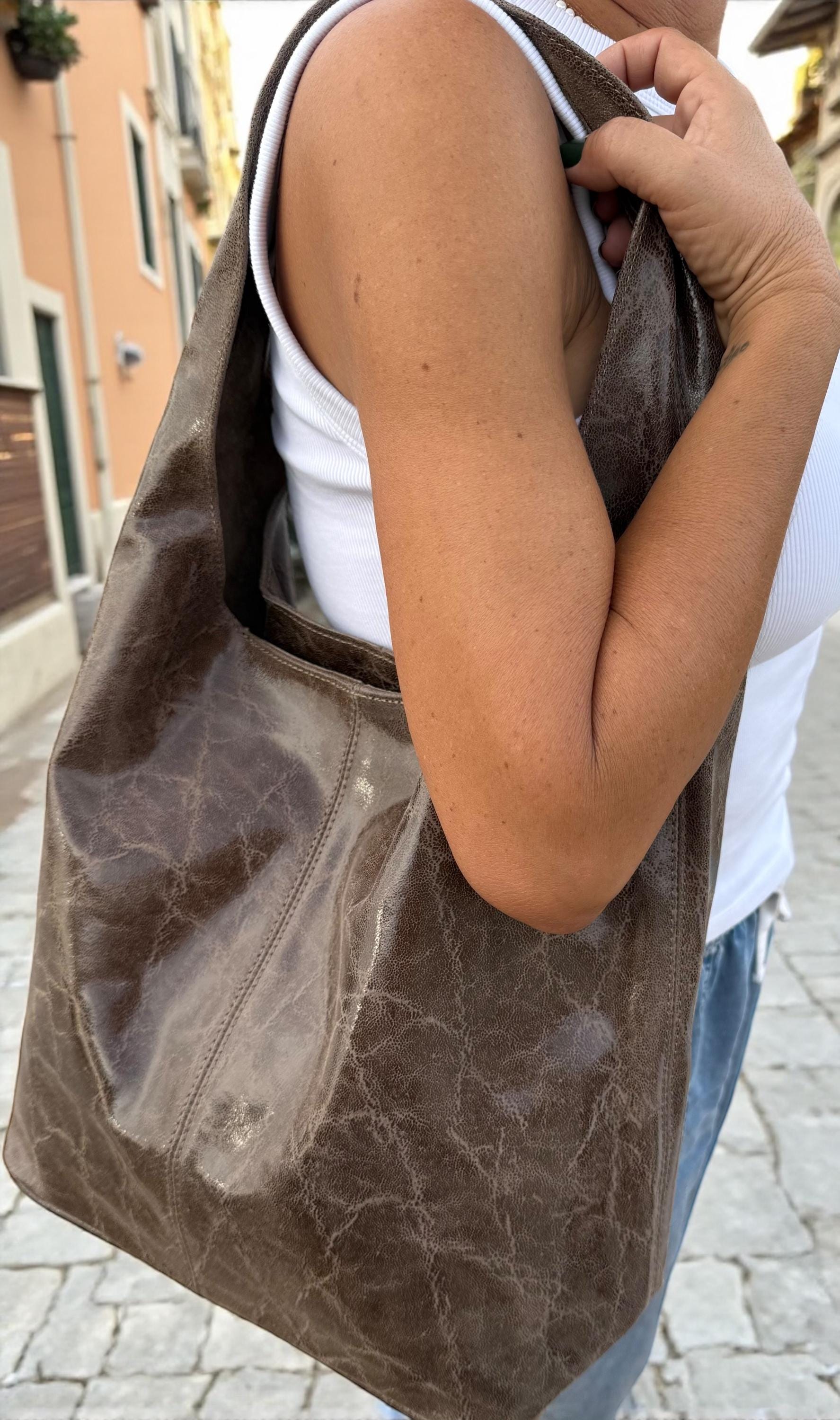 Genuine Leather Camel, brown, Blue boho hobo bag