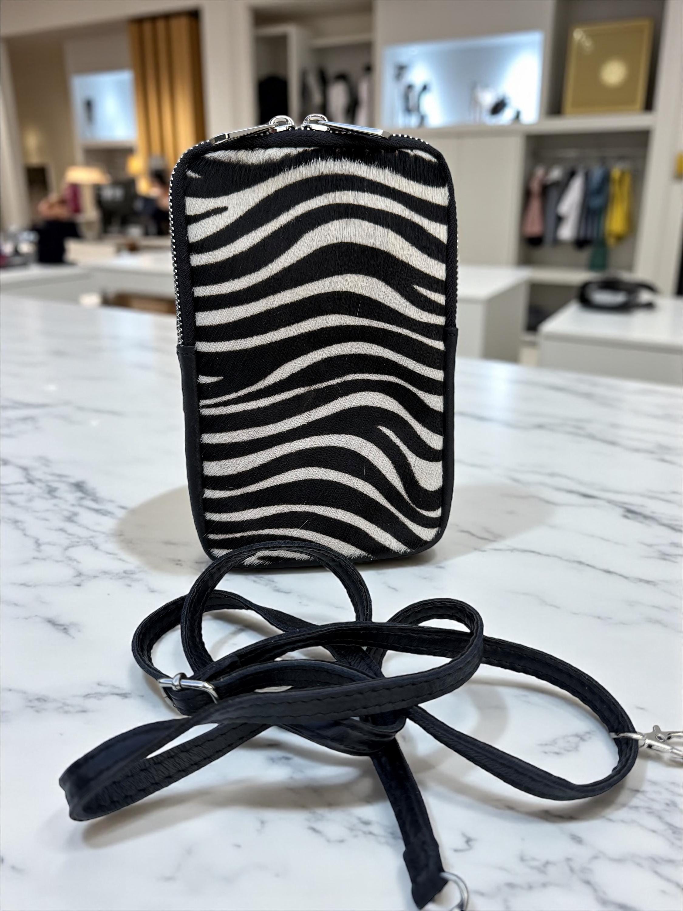 Zebra Print Genuine leather Phone mini Bag
