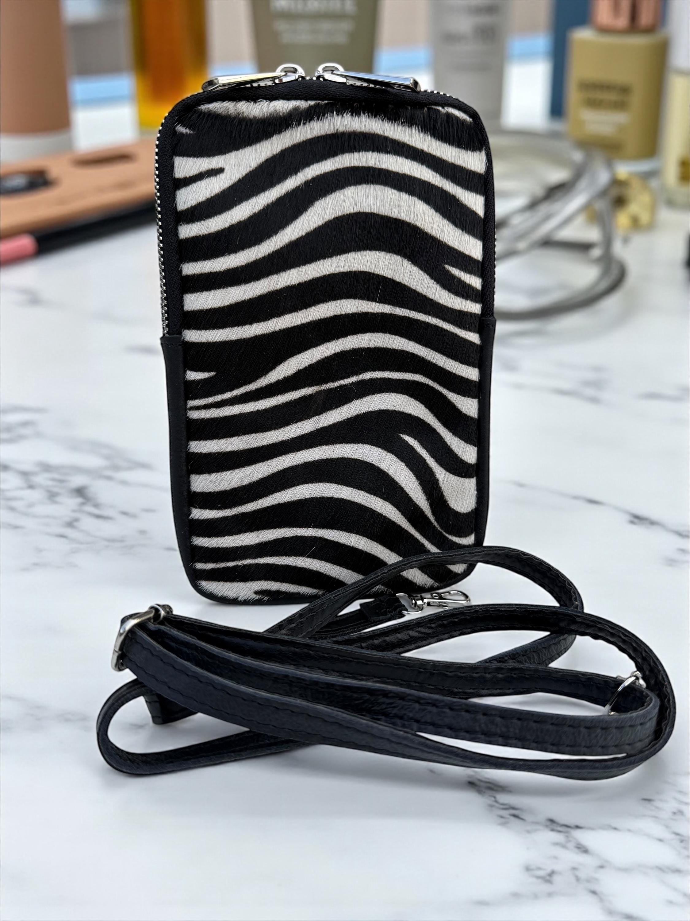 Zebra Print Genuine leather Phone mini Bag