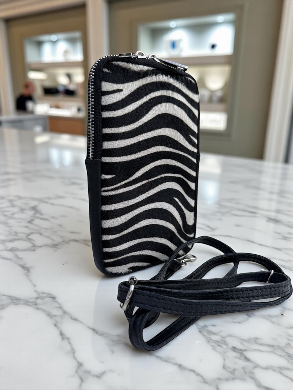 Zebra Print Genuine leather Phone mini Bag