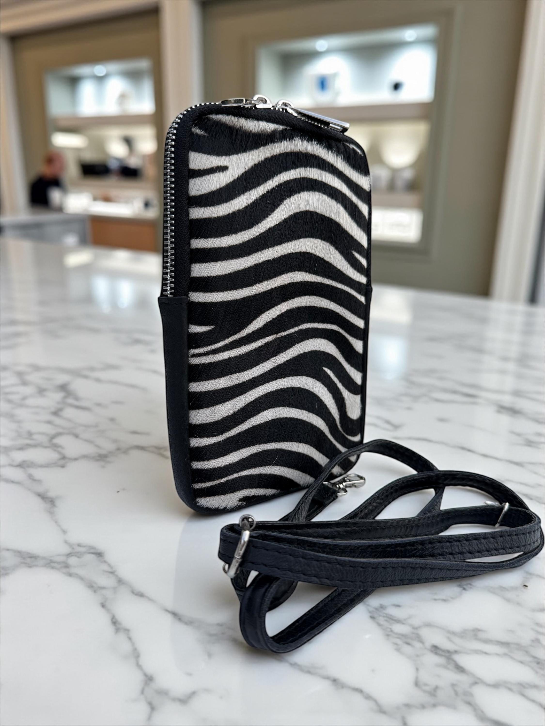 Zebra Print Genuine leather Phone mini Bag