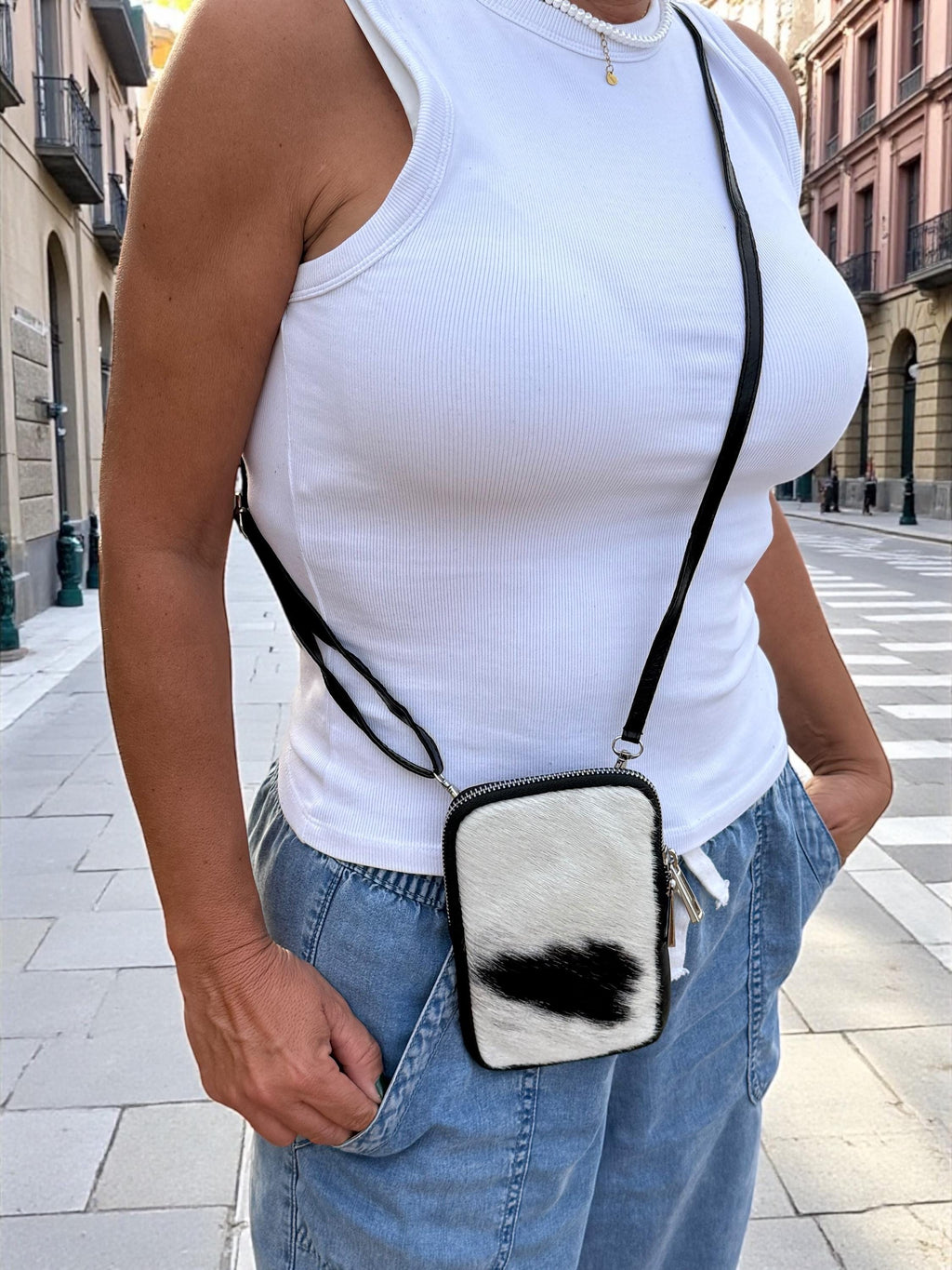 Cow Print genuine leather Phone Bag