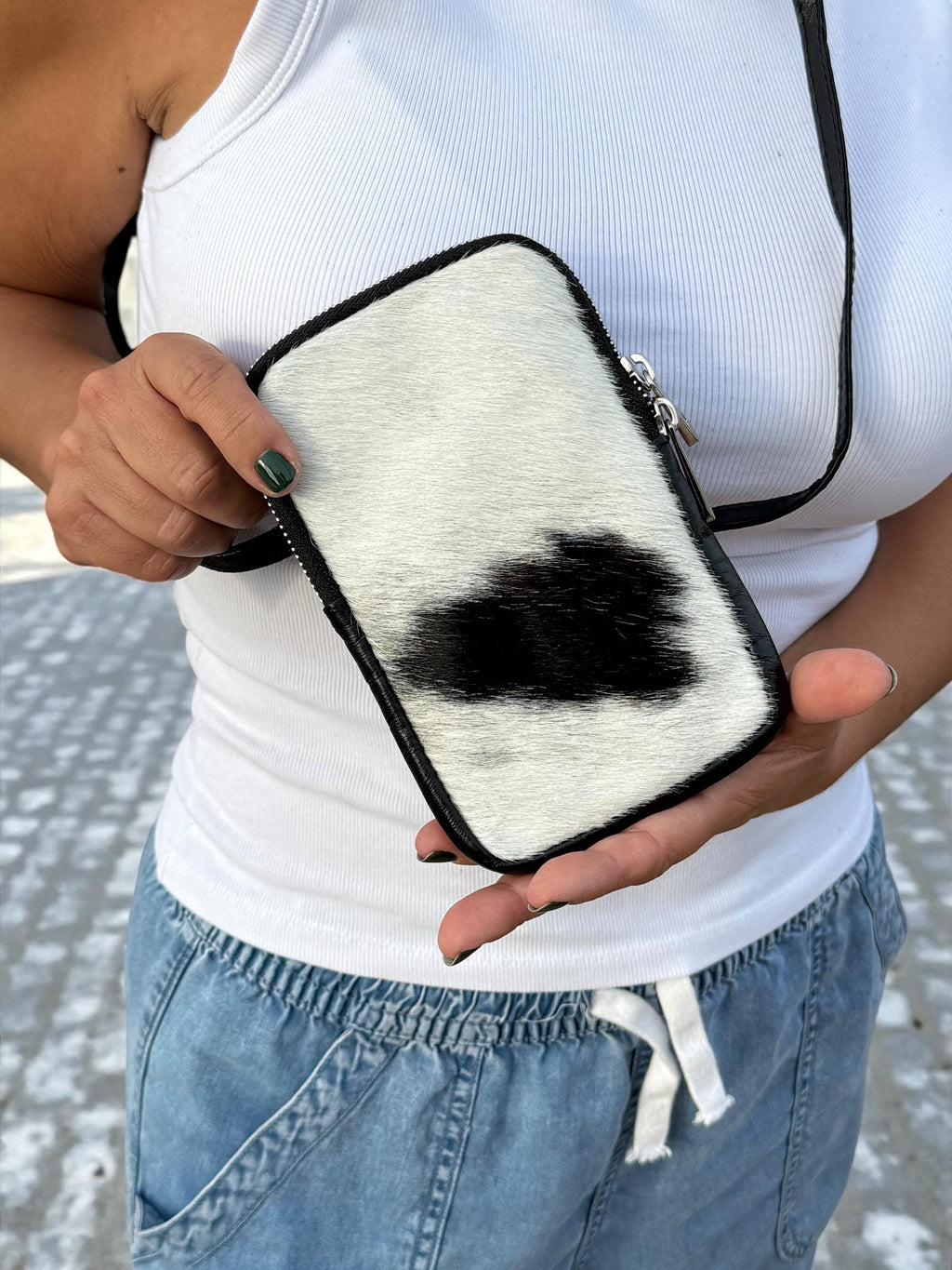 Cow Print genuine leather Phone Bag
