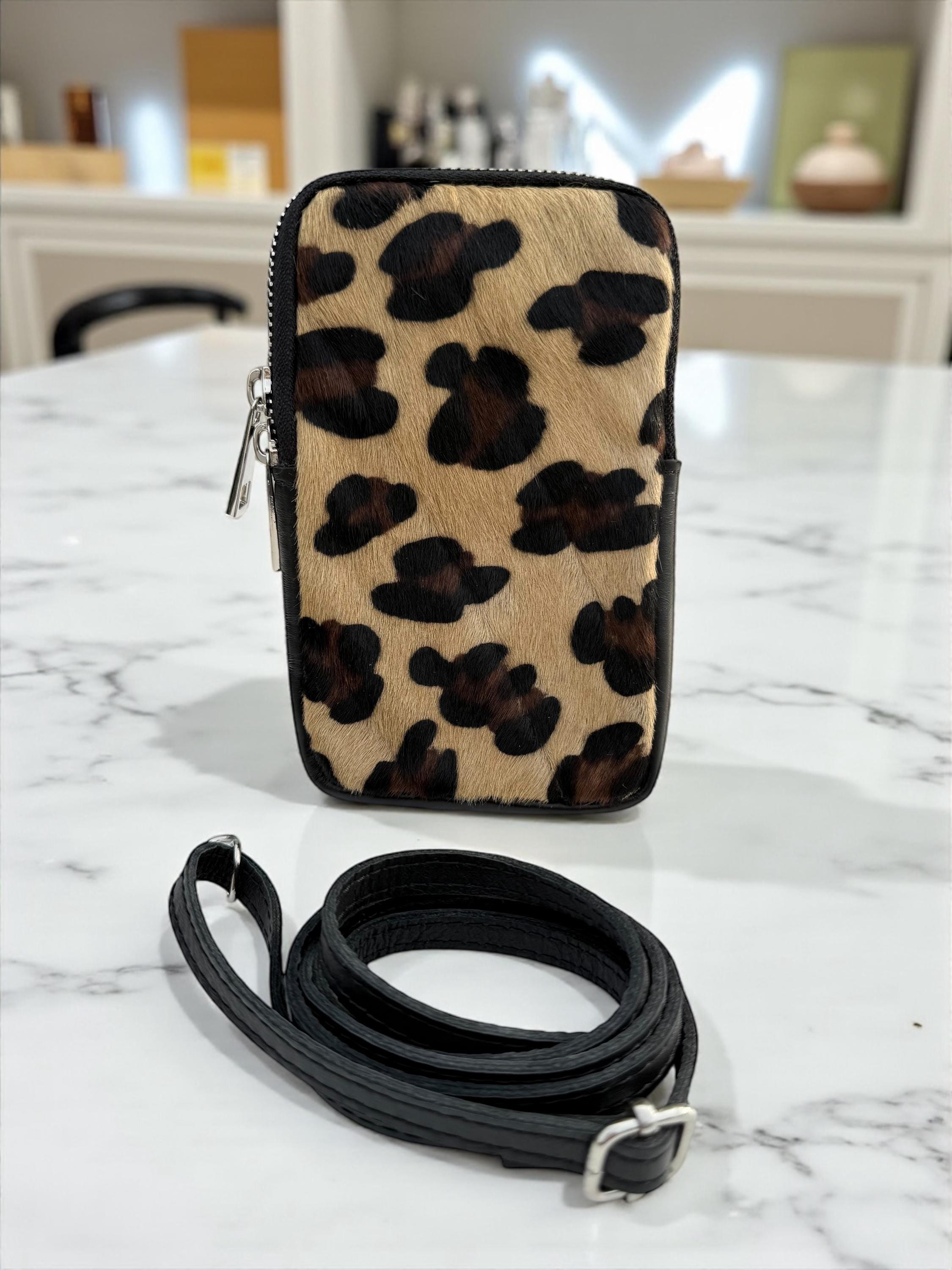 Leopard Print leather Phone Bag