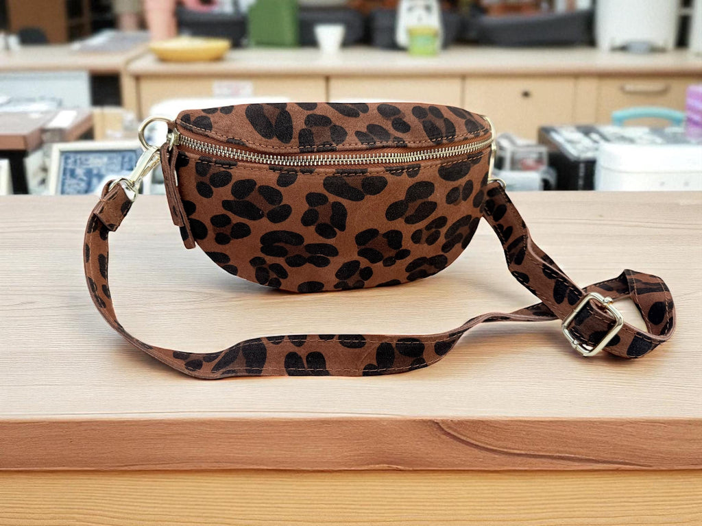 Leopard Print Genuine Leather Belt Bag