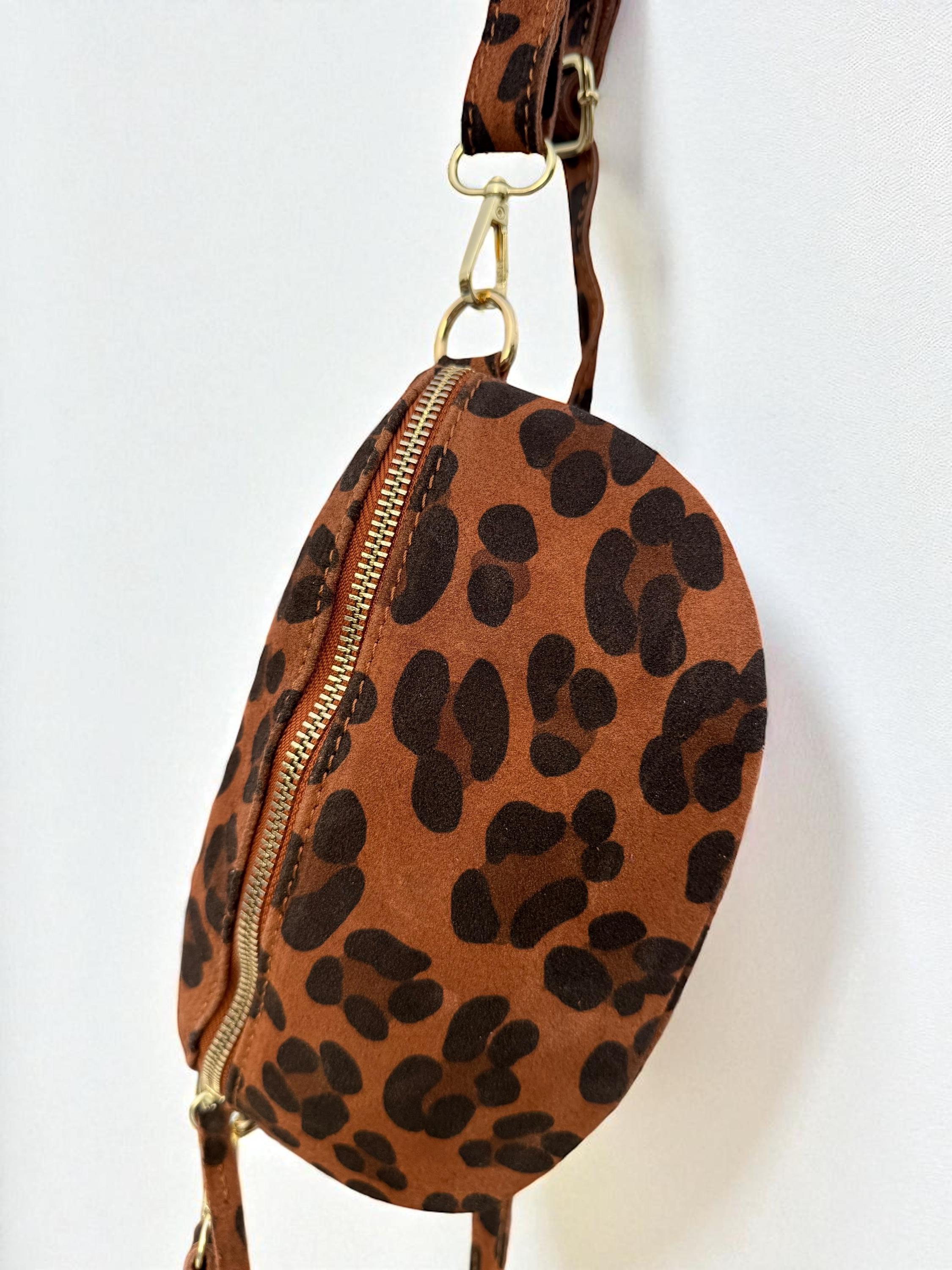 Leopard Print Genuine Leather Belt Bag