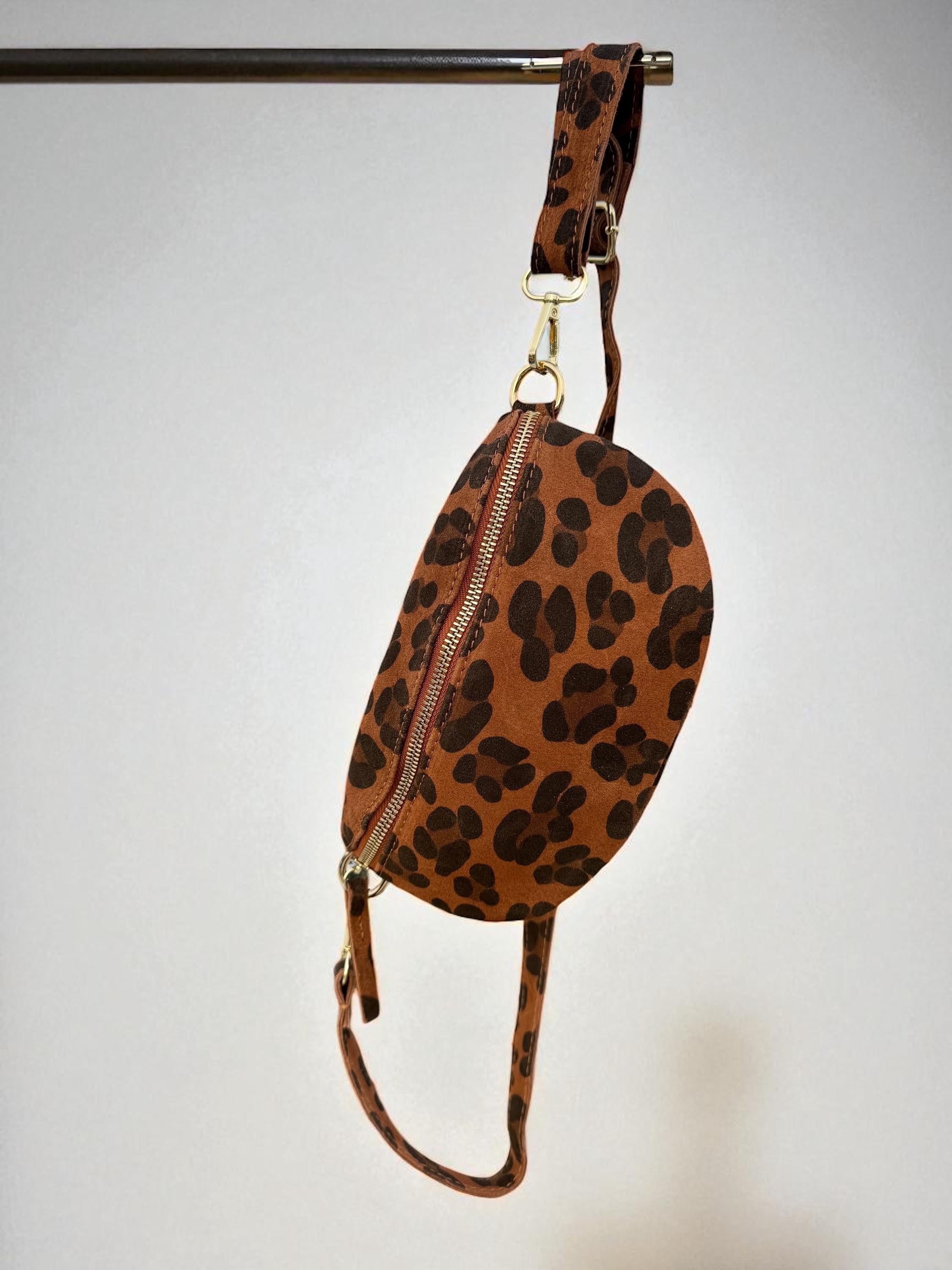 Leopard Print Genuine Leather Belt Bag