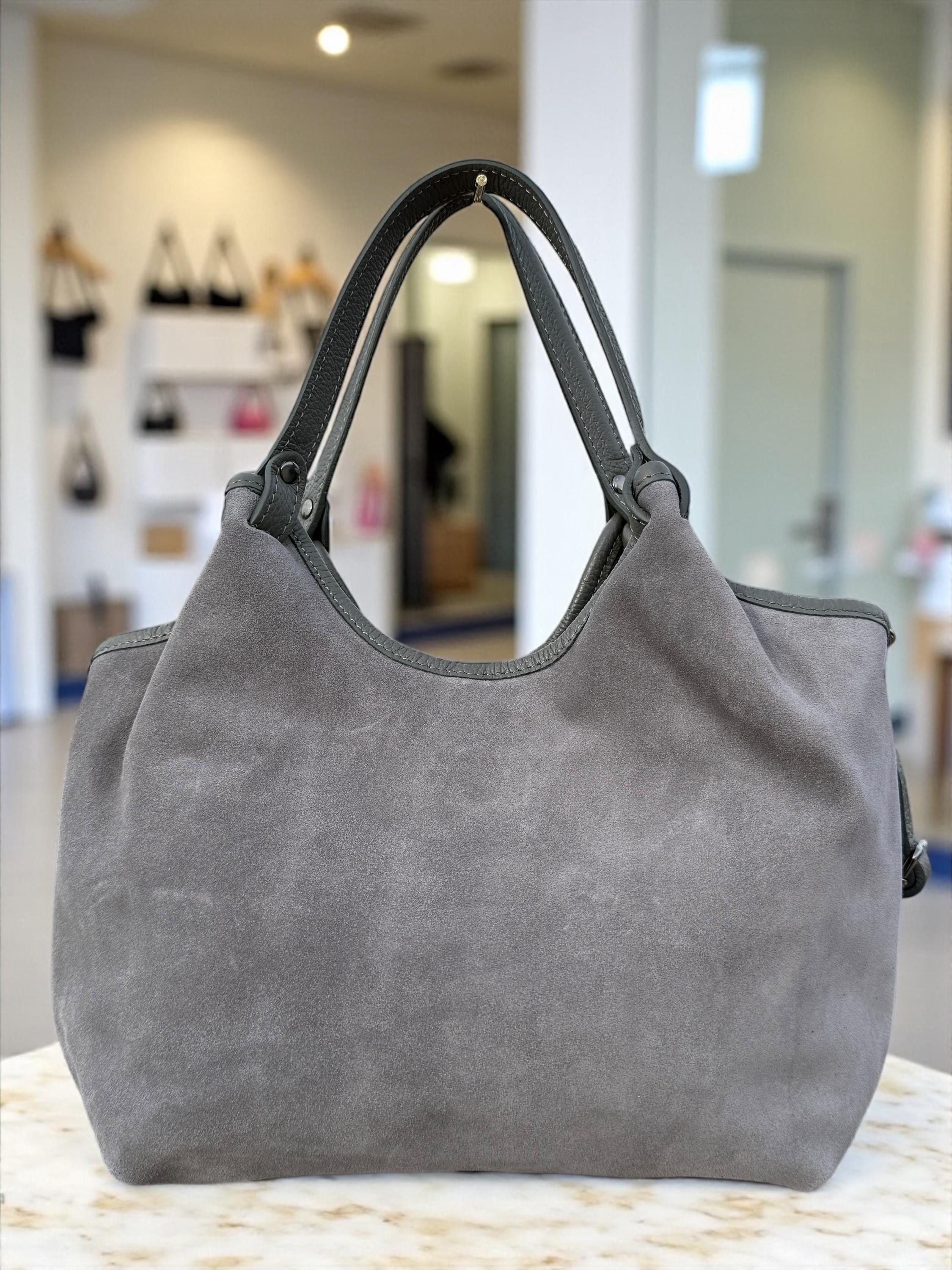 Medium size suede black shopper Bag
