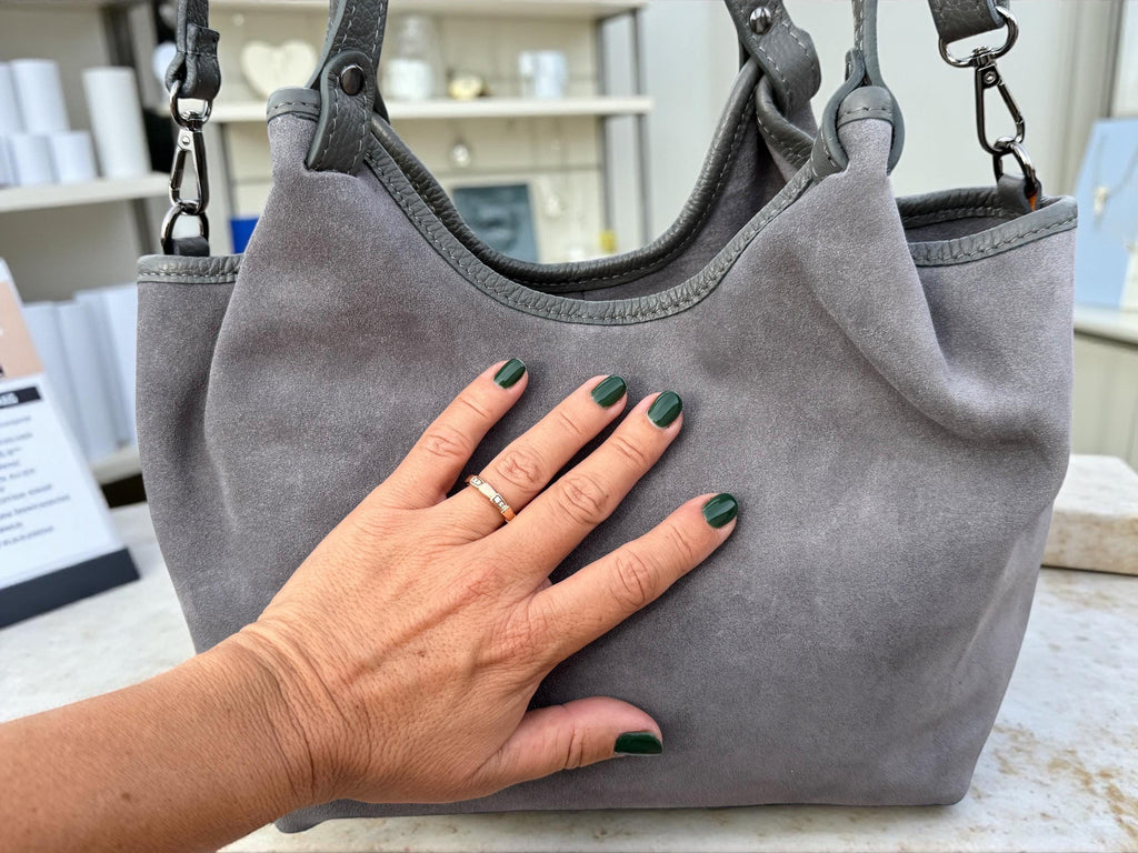 Medium size suede black shopper Bag