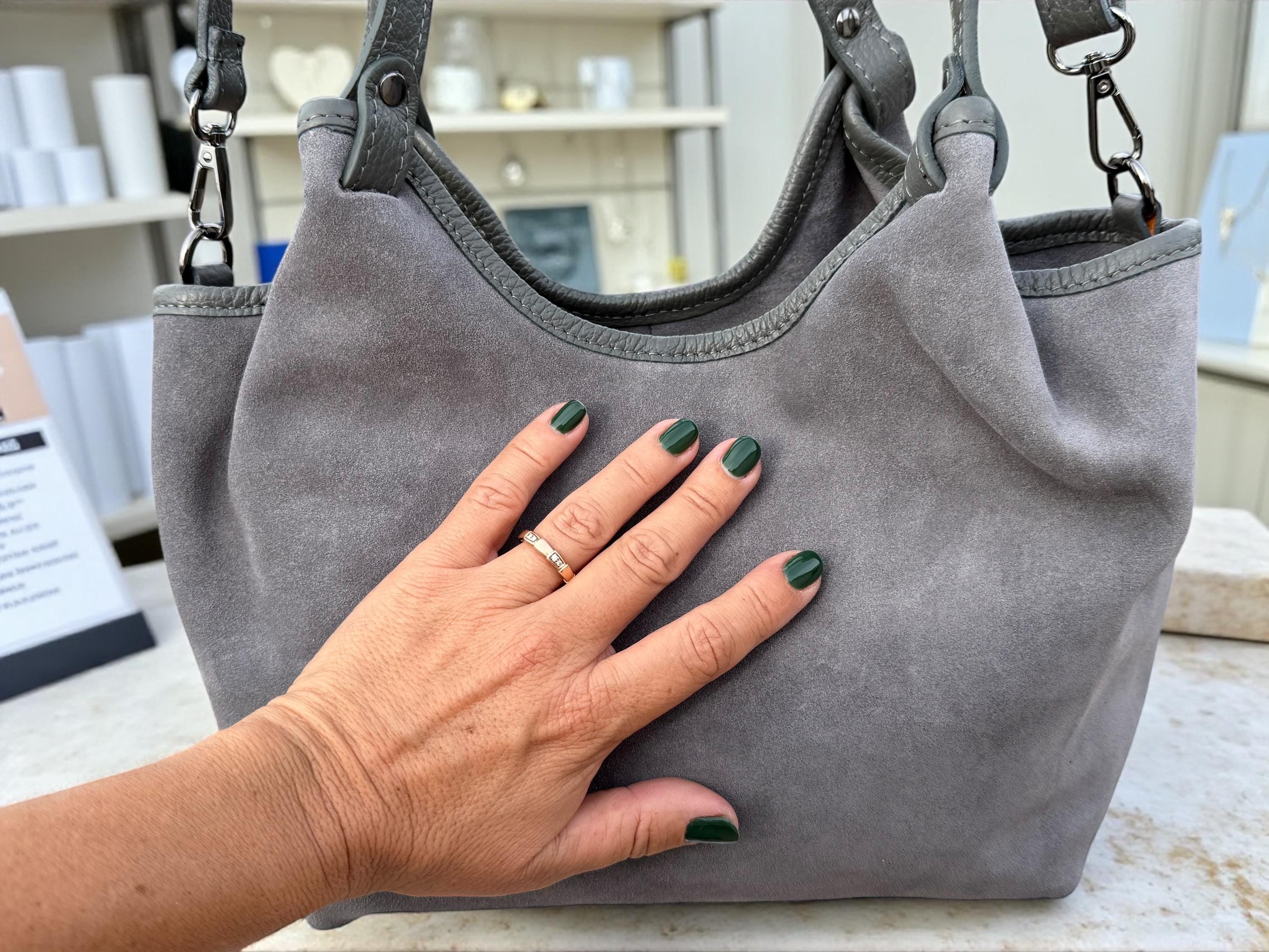 Medium size suede black shopper Bag