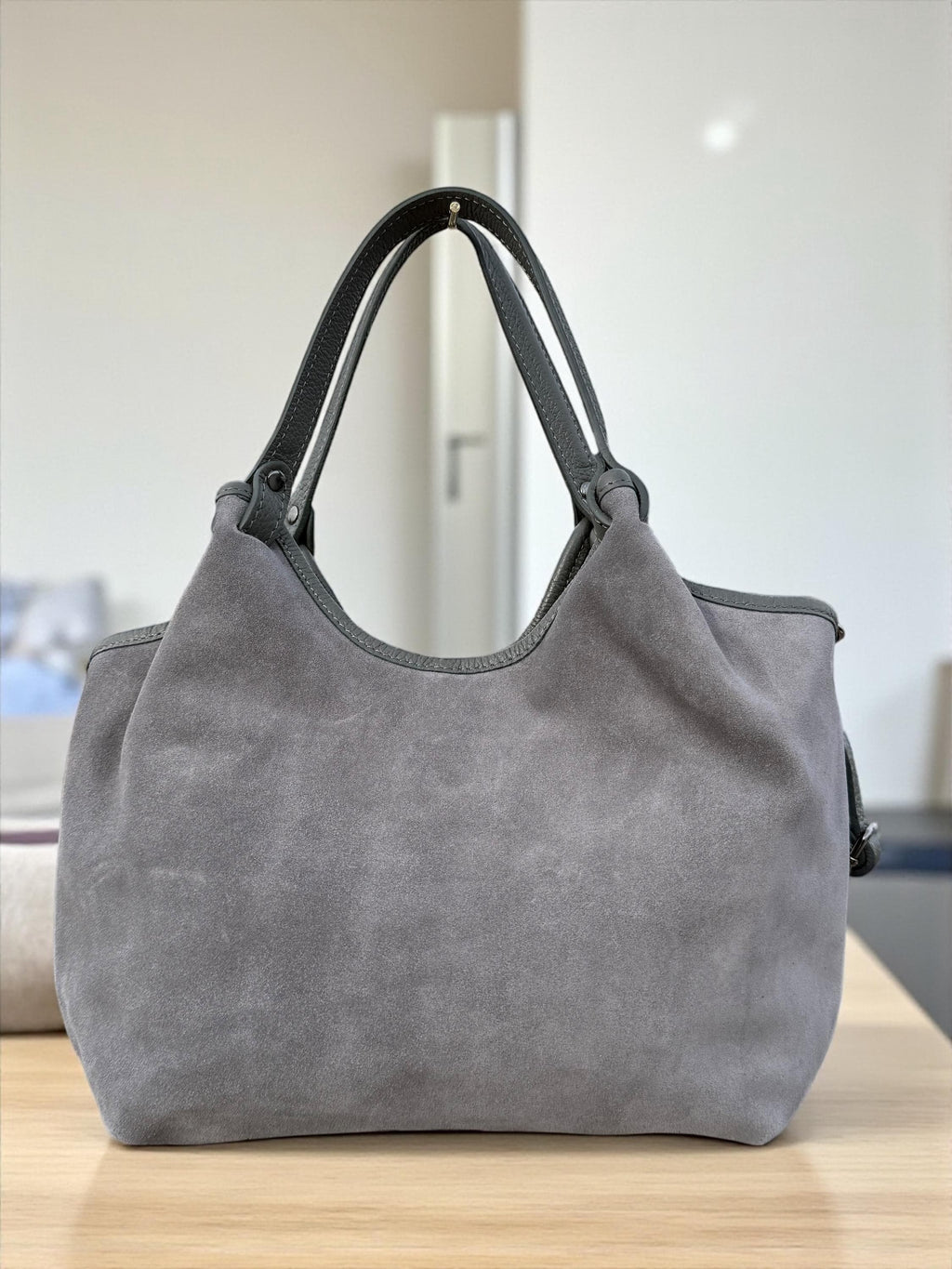 Medium size suede black shopper Bag