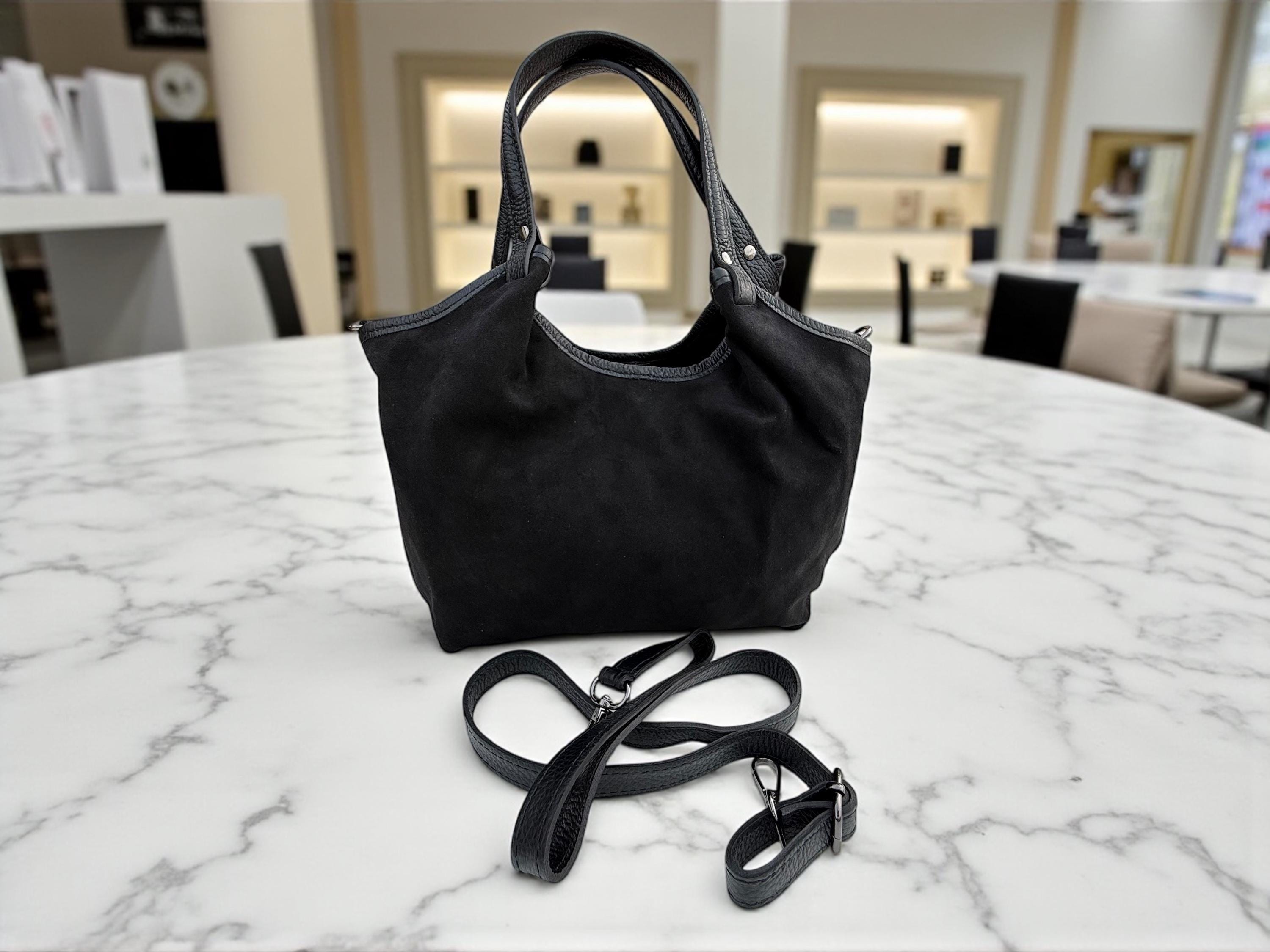 Medium size suede black shopper Bag
