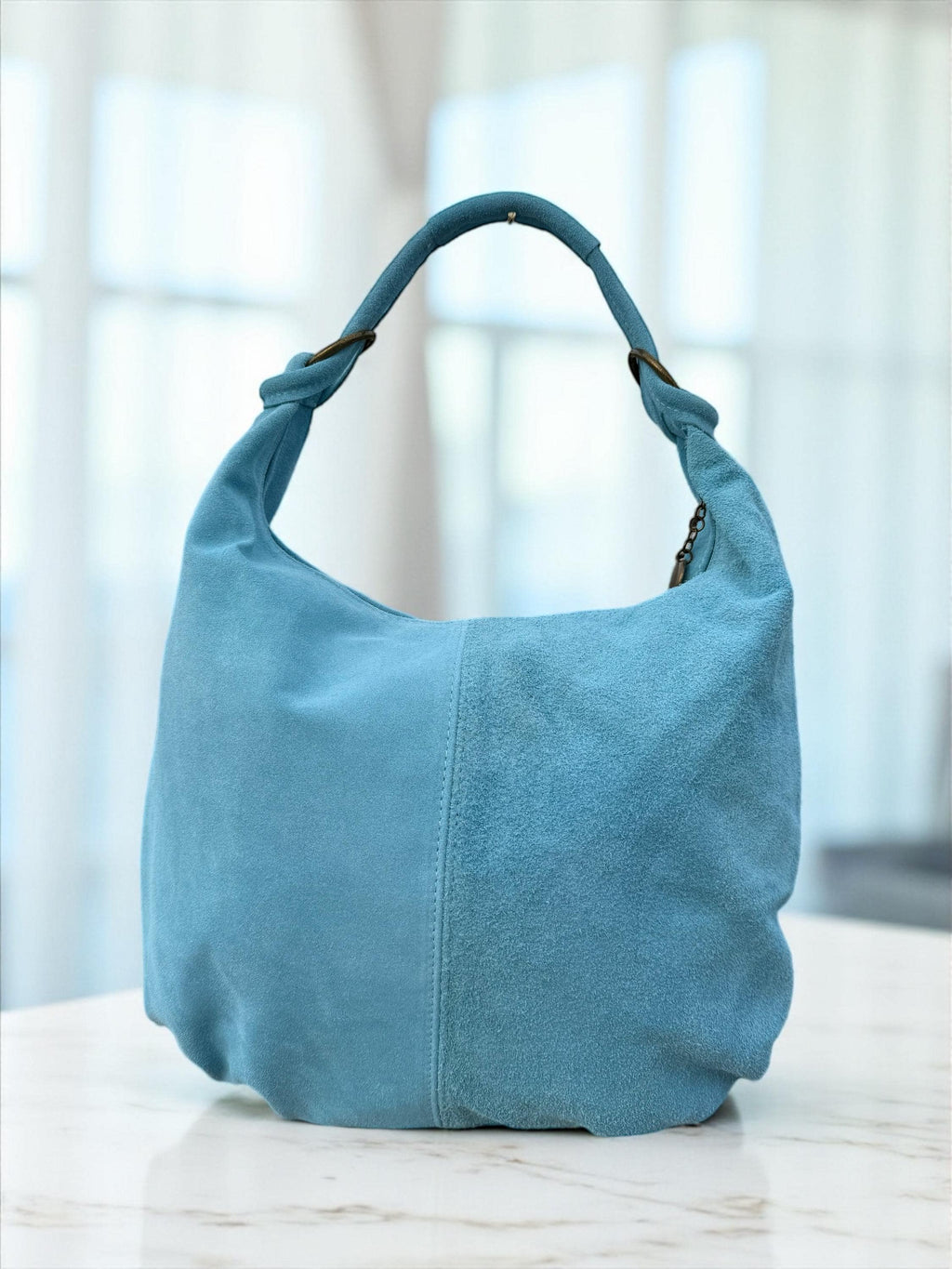 Large black suede boho Tote Bag