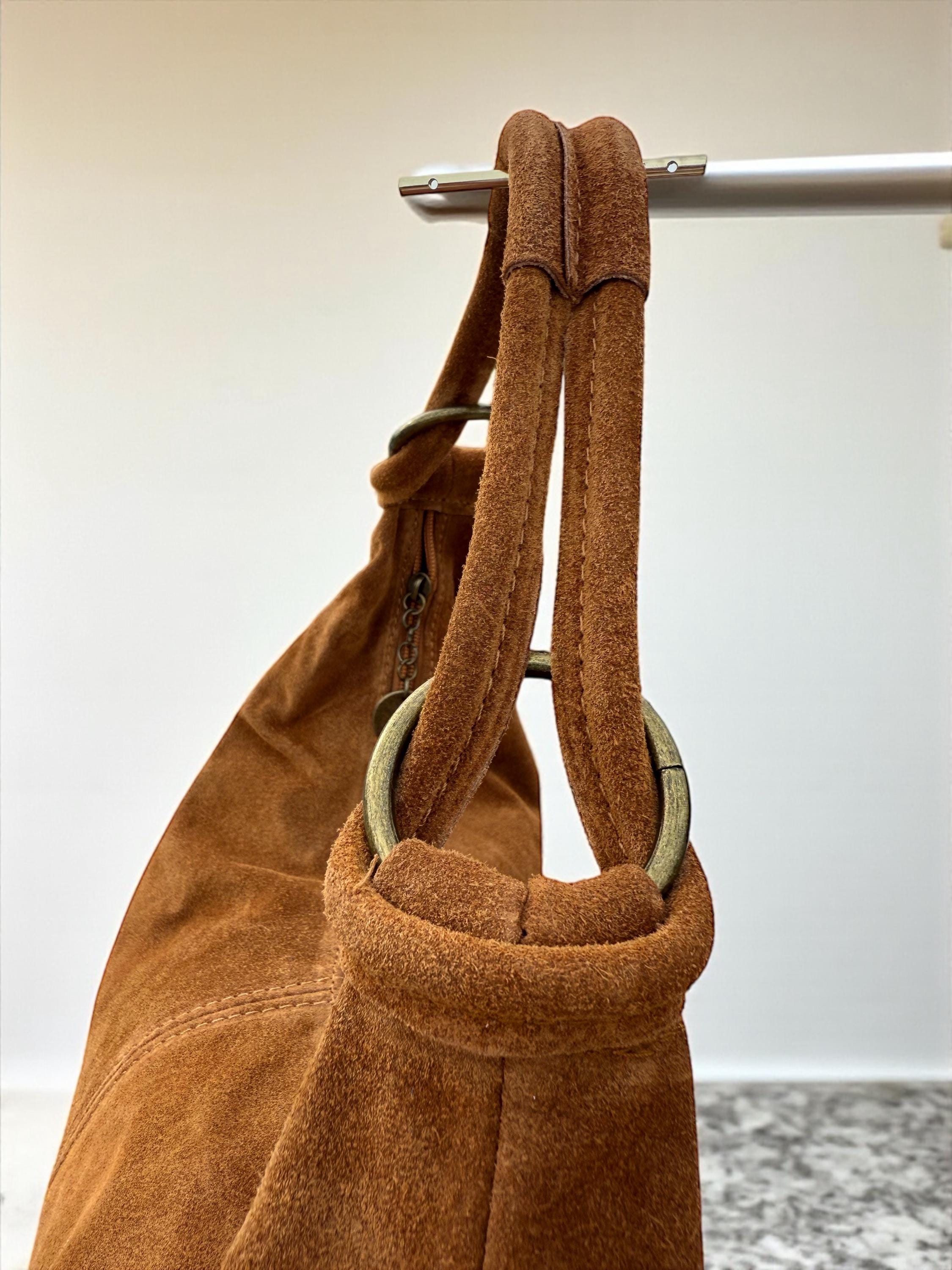Brown Suede hobo Tote Bag