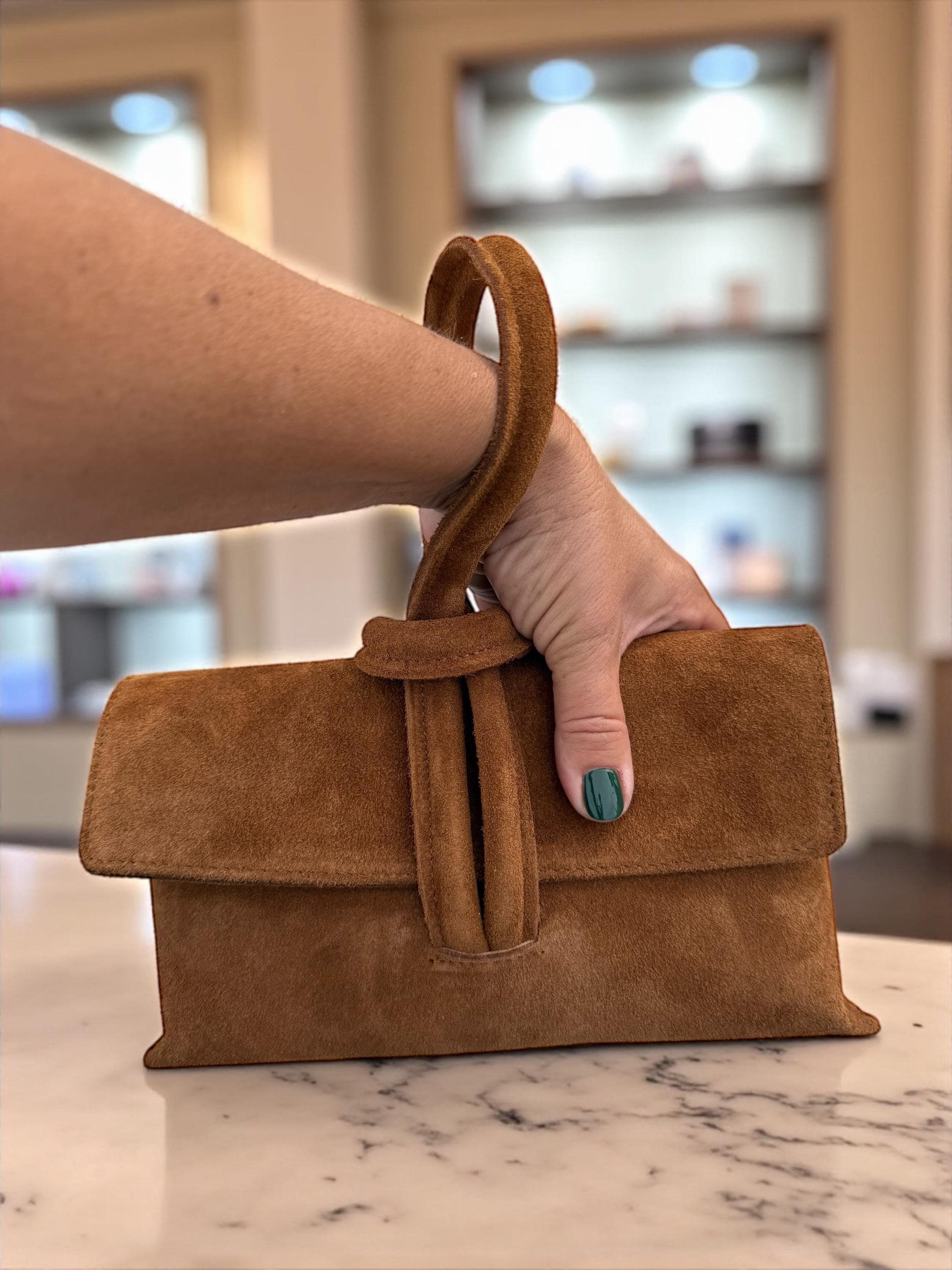 Burgundy Sculptural Suede Handbag