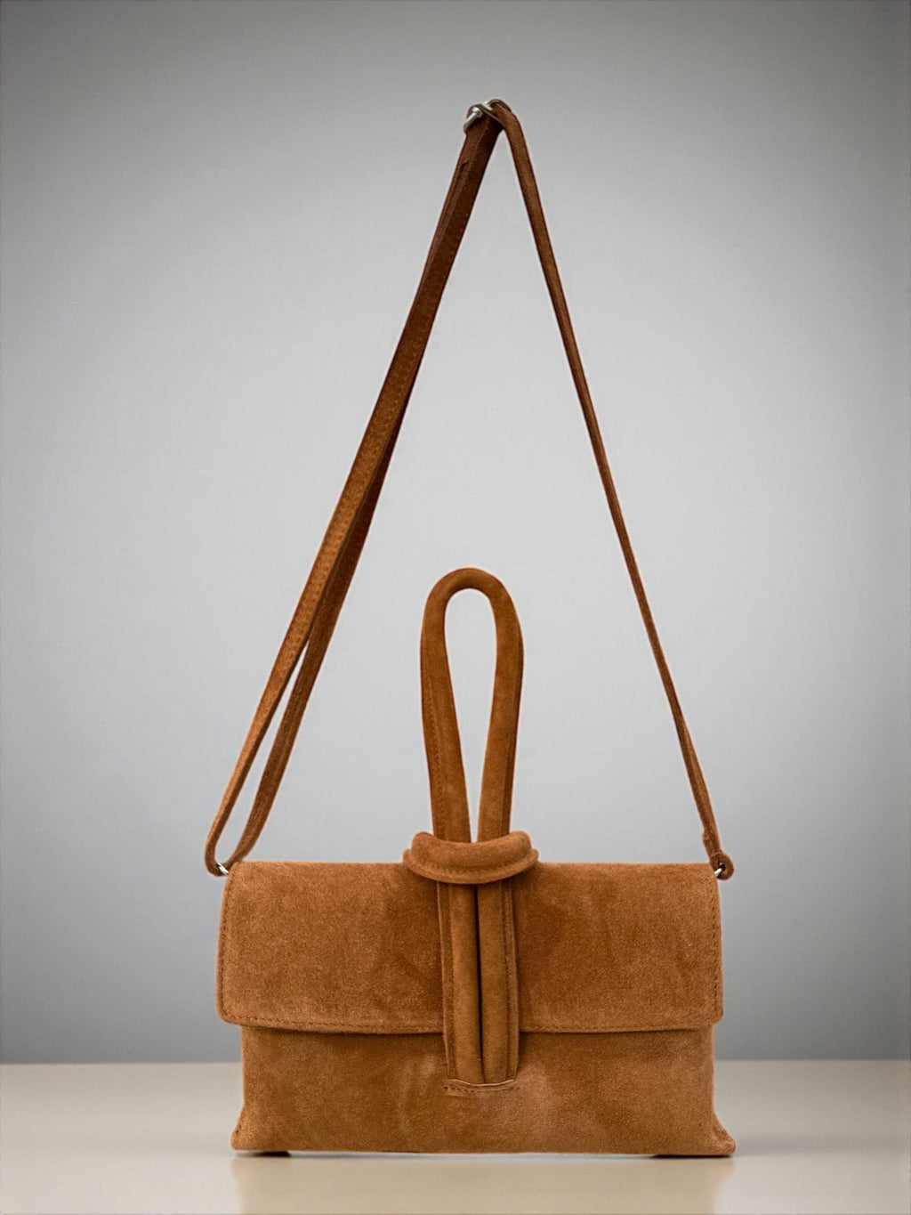 Burgundy Sculptural Suede Handbag