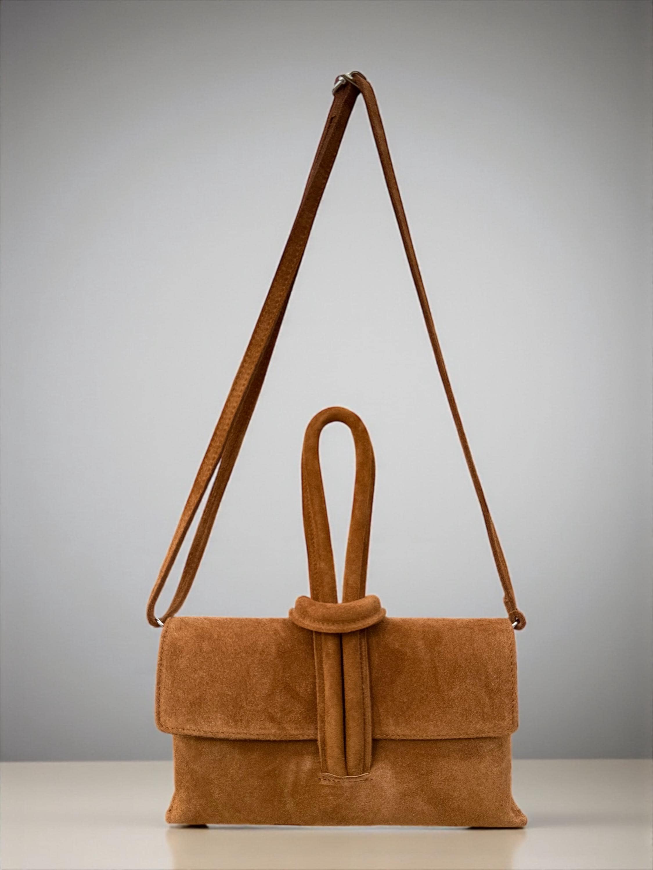 Burgundy Sculptural Suede Handbag