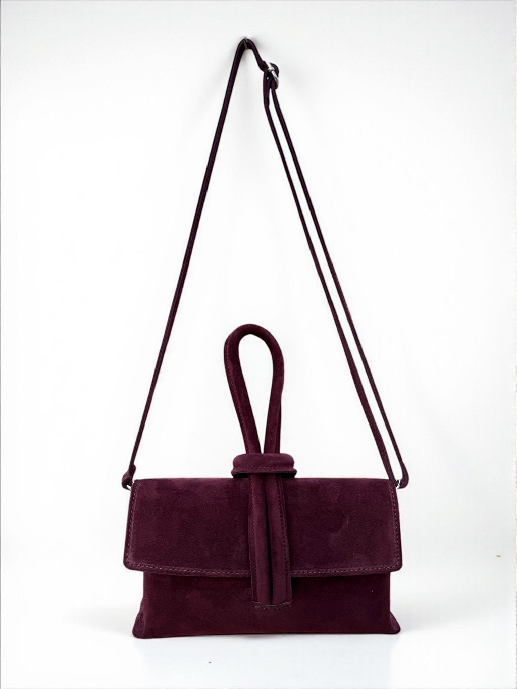 Suede dark Brown Looped Top handle Handbag