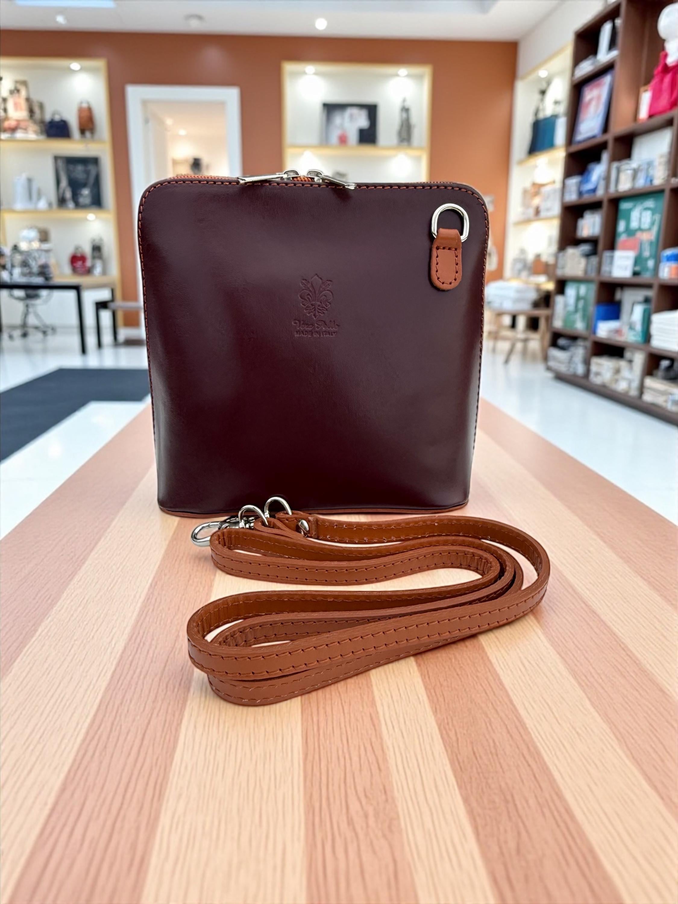 Burgundy & camel  Structured Mini Bag