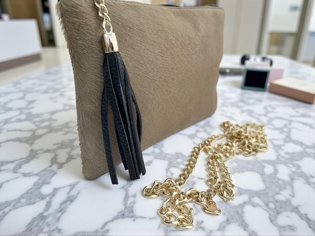 Pony Hair Genuine Leather Toupe Clutch