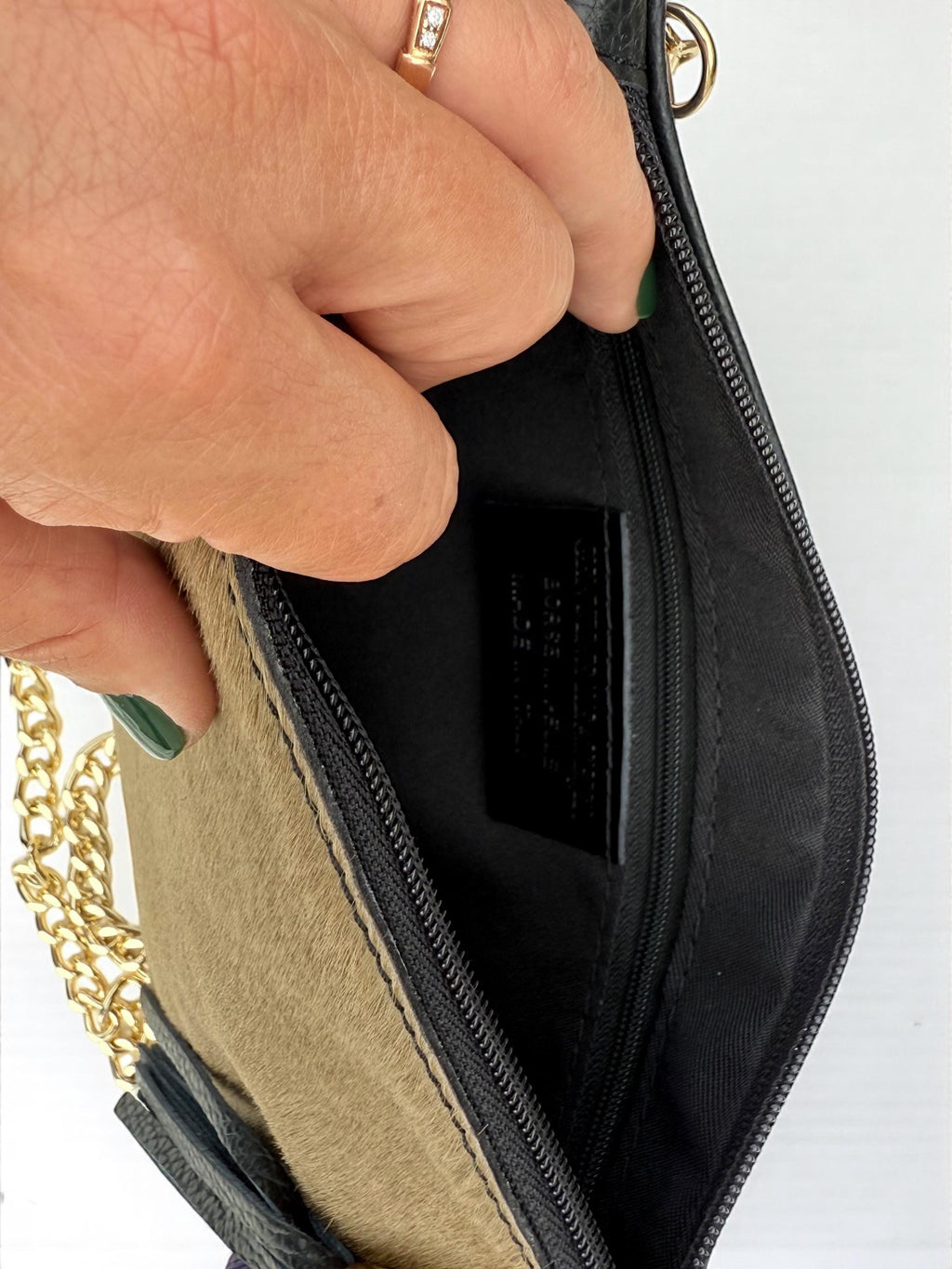 Pony Hair Genuine Leather Toupe Clutch