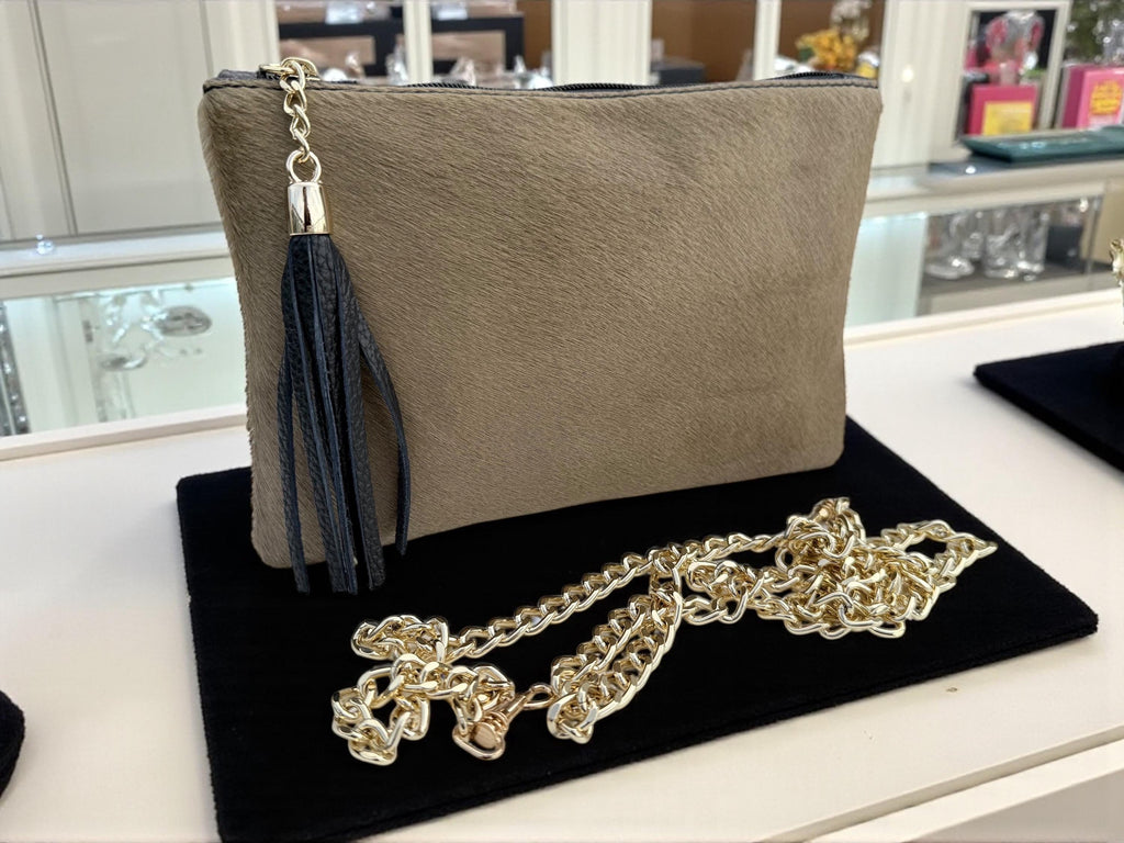 Pony Hair Genuine Leather Toupe Clutch