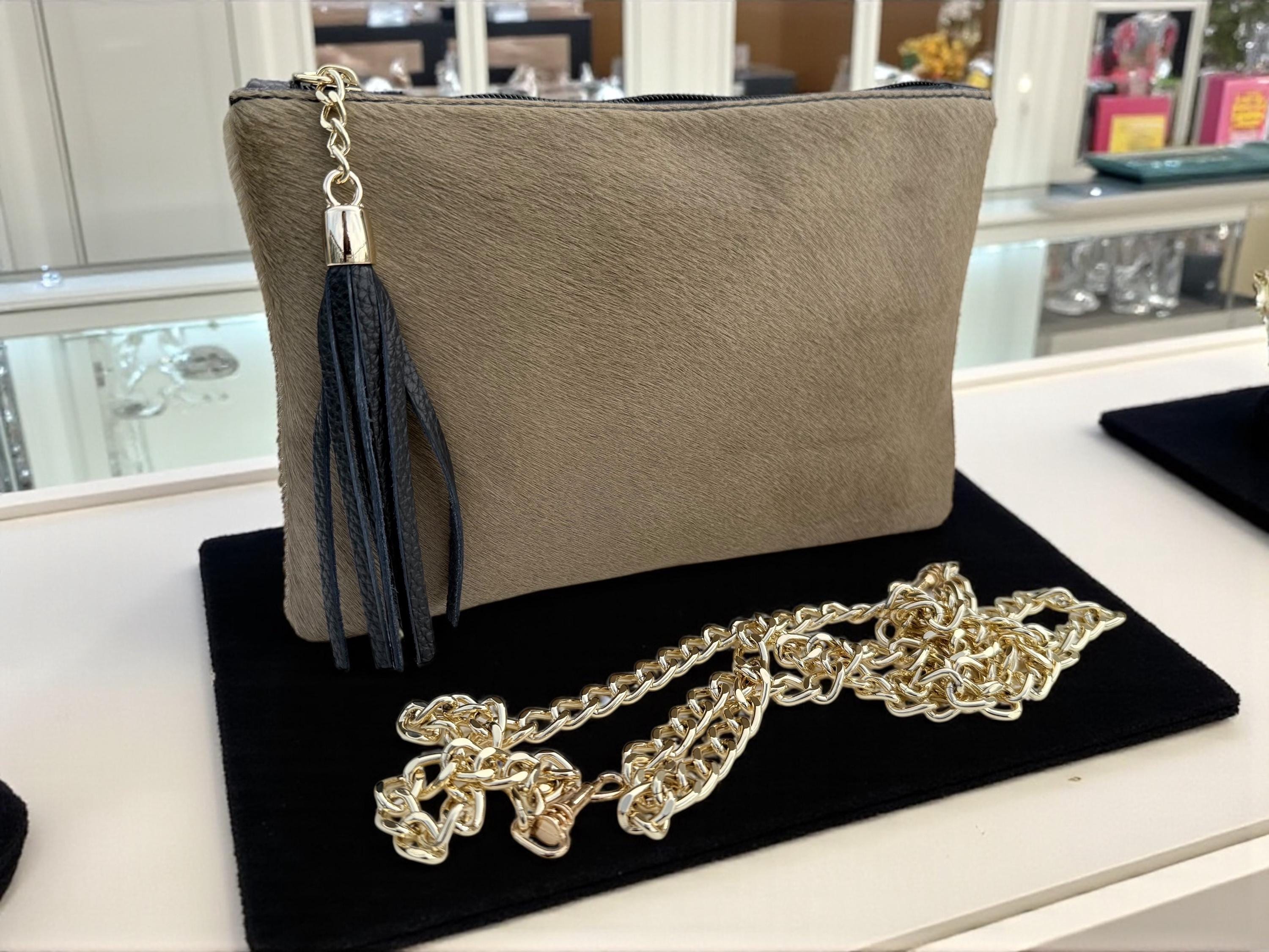 Pony Hair Genuine Leather Toupe Clutch