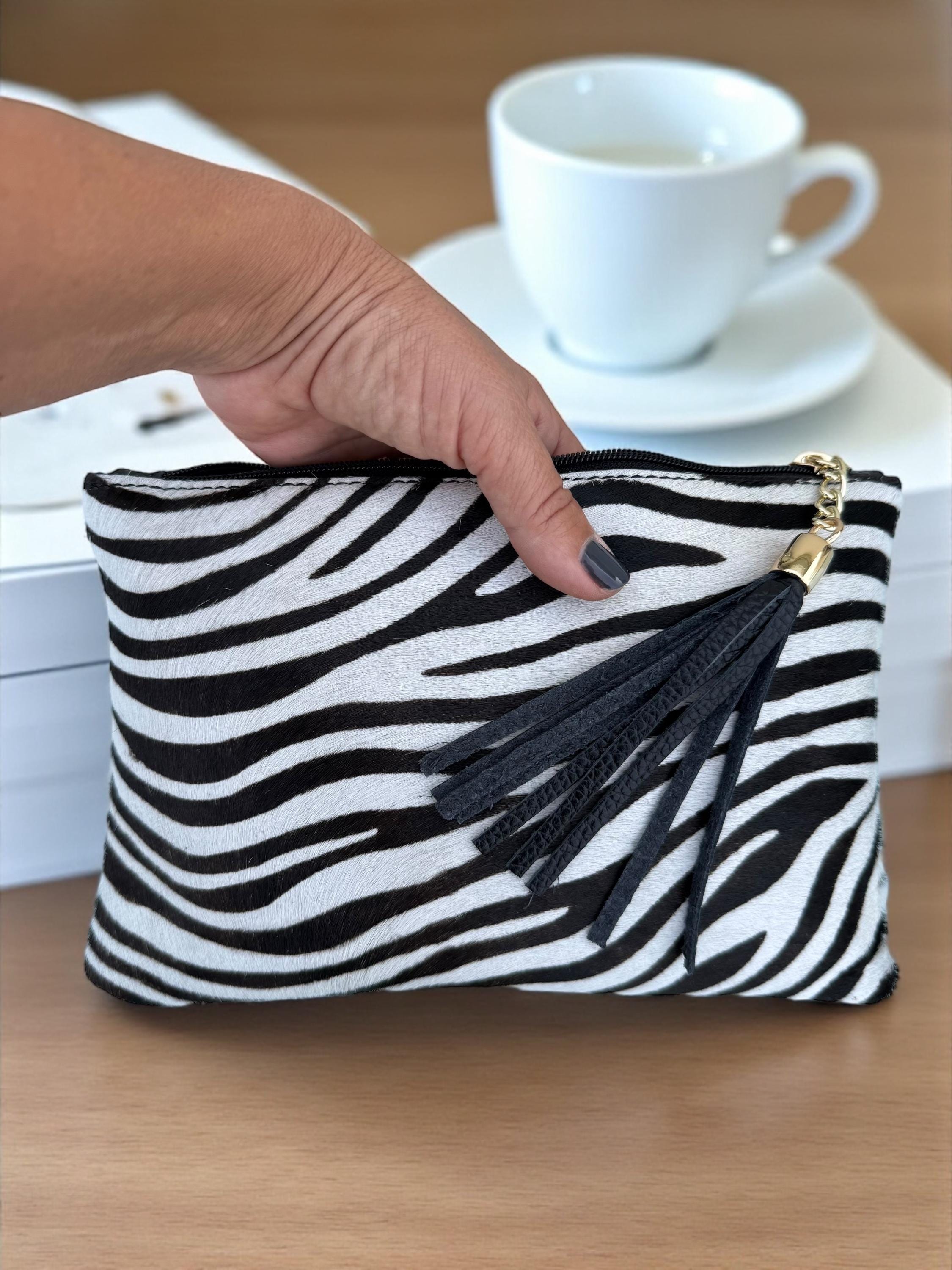 Zebra Print and Tassel clutch