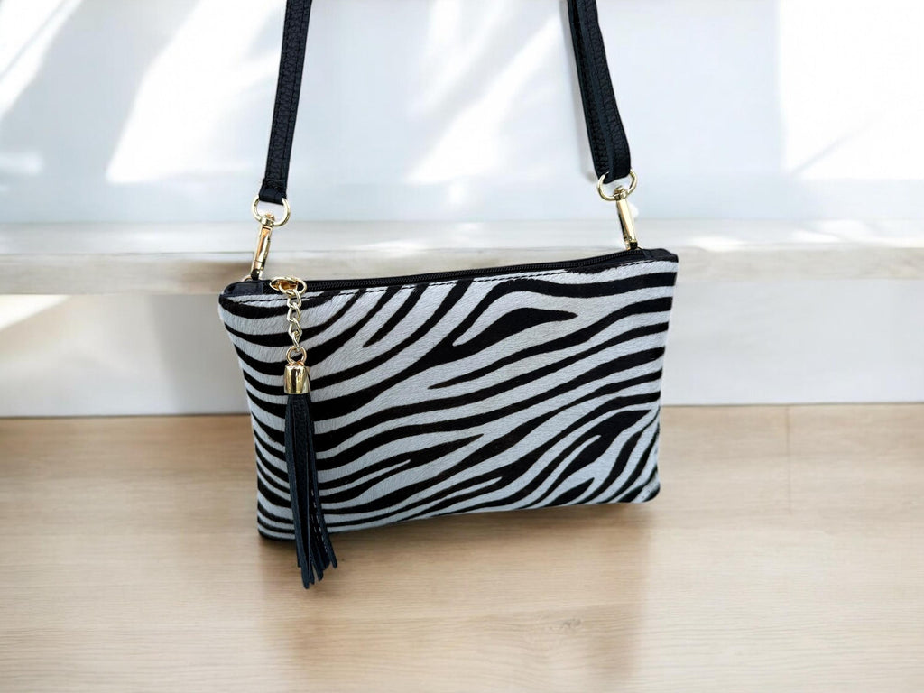 Zebra Print and Tassel clutch