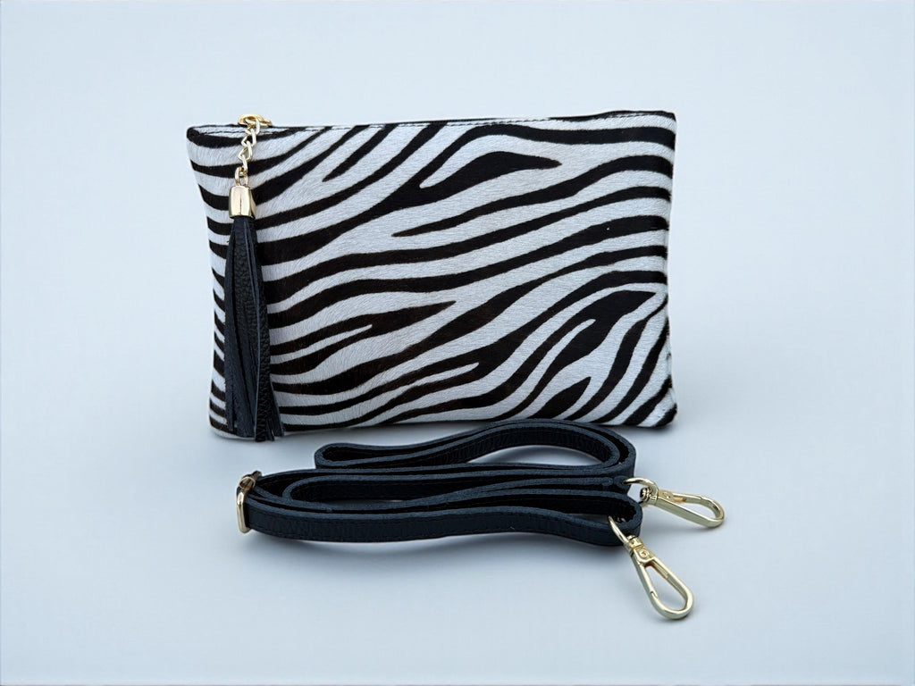 Zebra Print and Tassel clutch