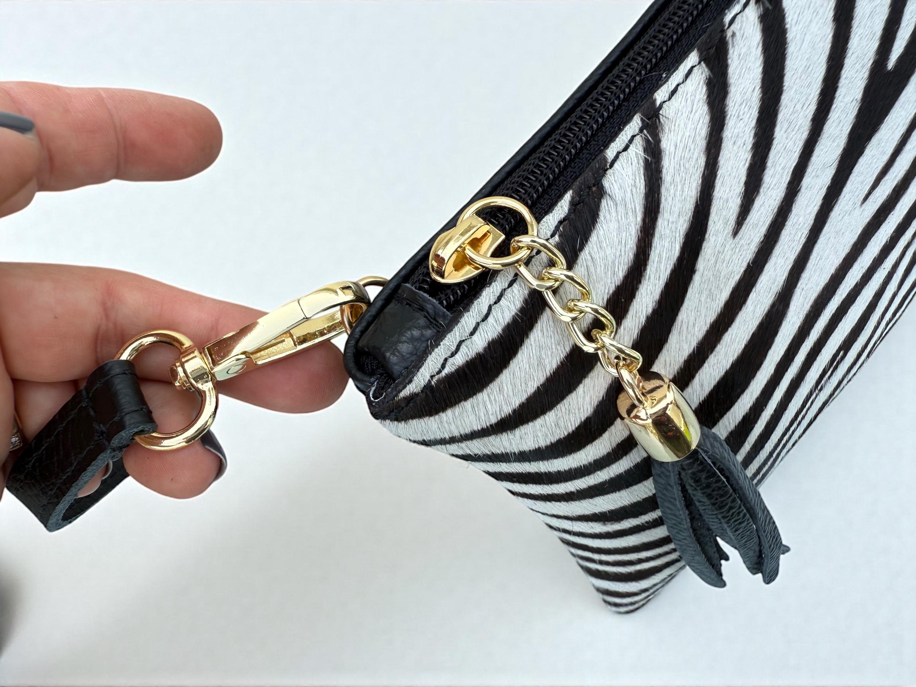 Zebra Print and Tassel clutch