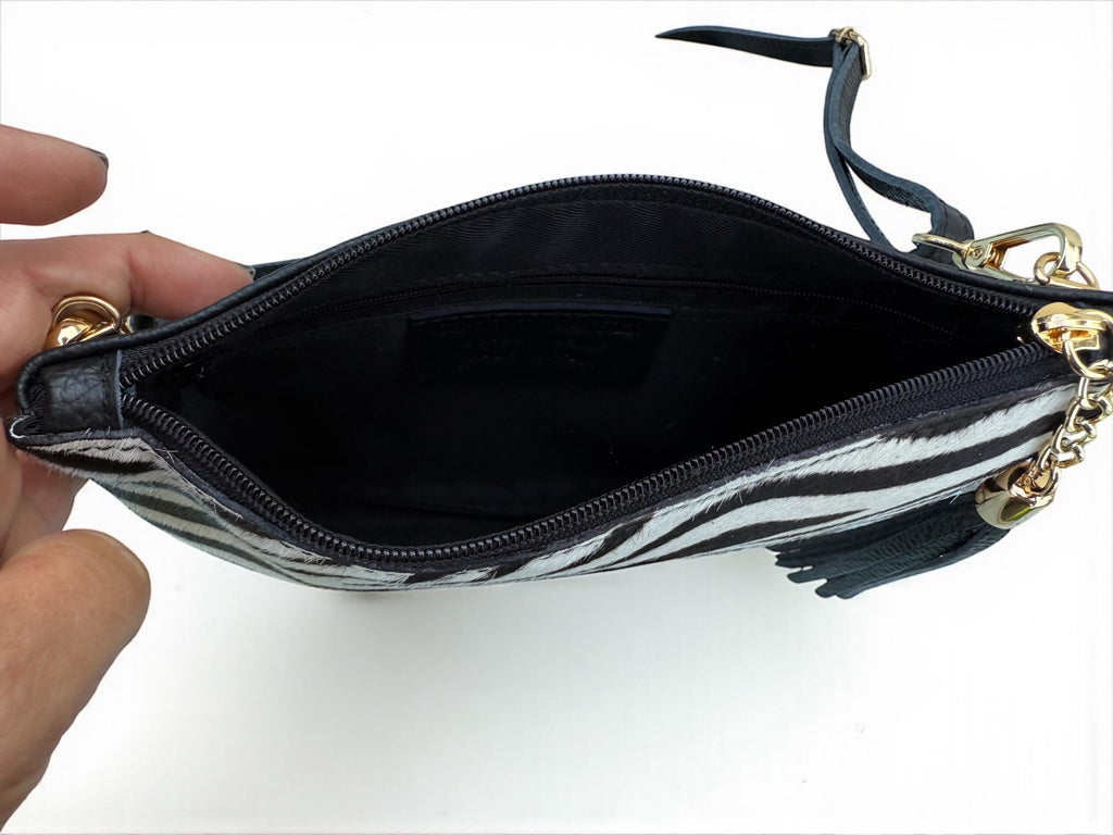 Zebra Print and Tassel clutch