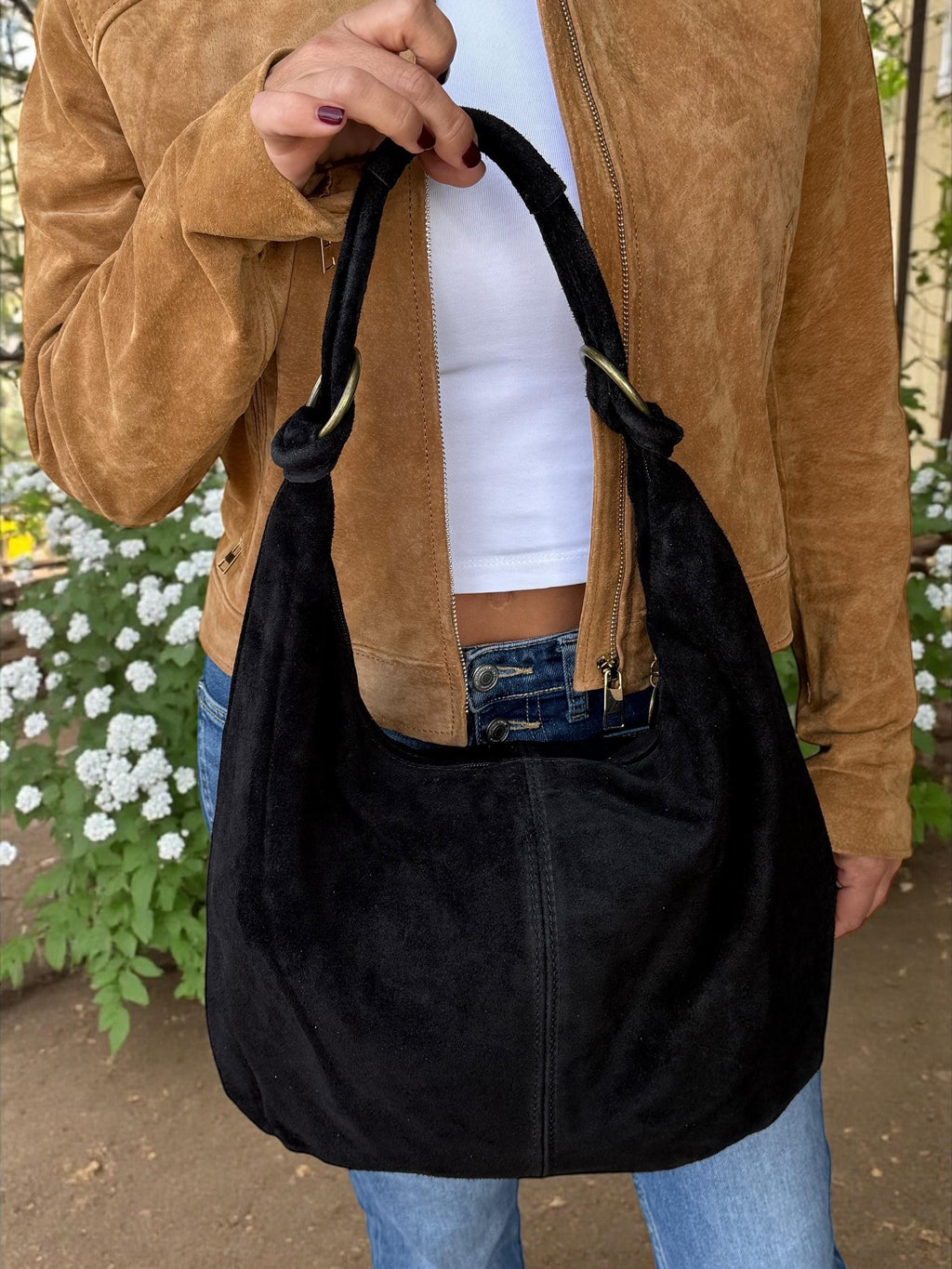 Large Suede hobo Bag