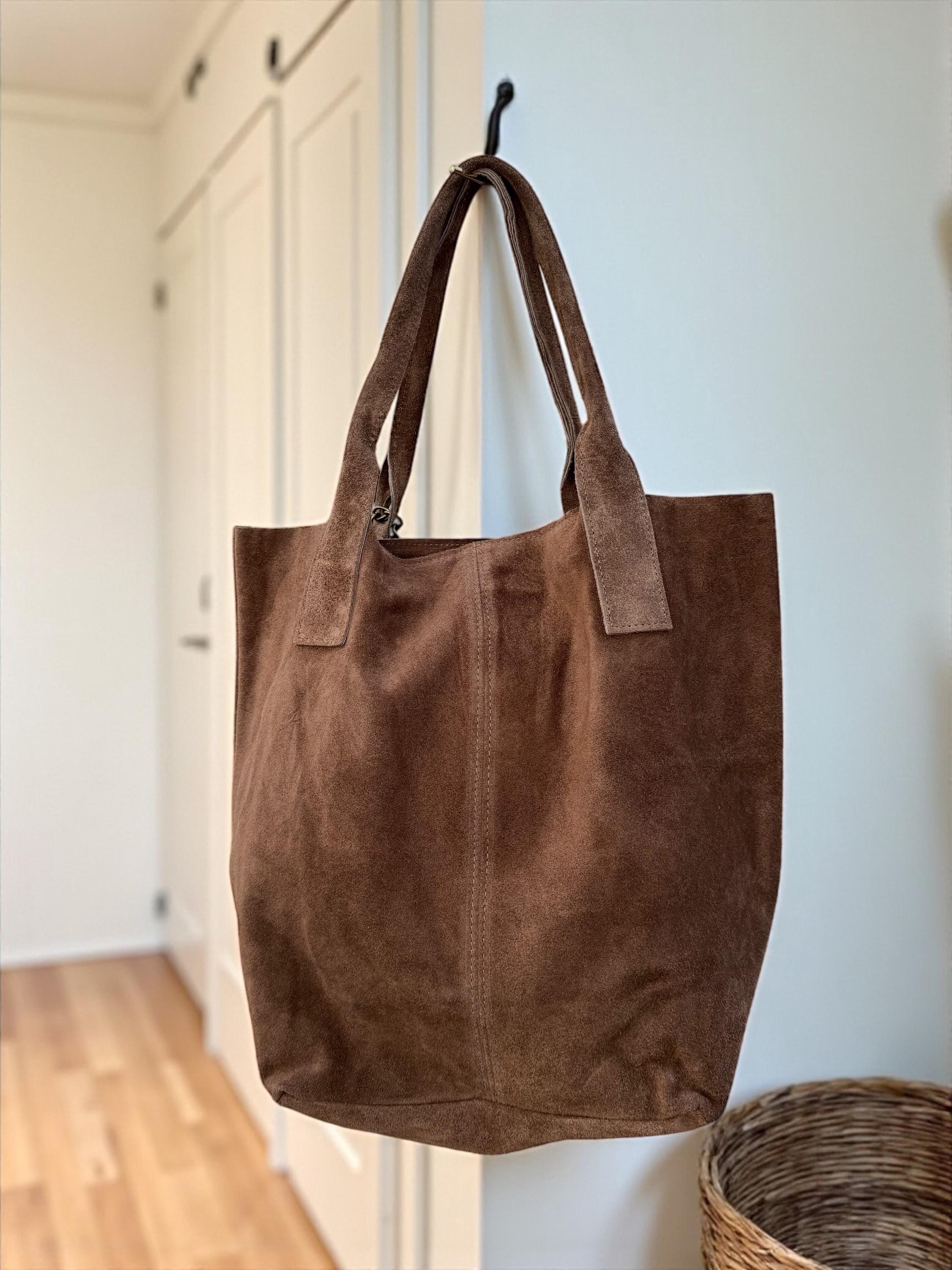 Slouchy Suede brown shopper Bag with Tassel