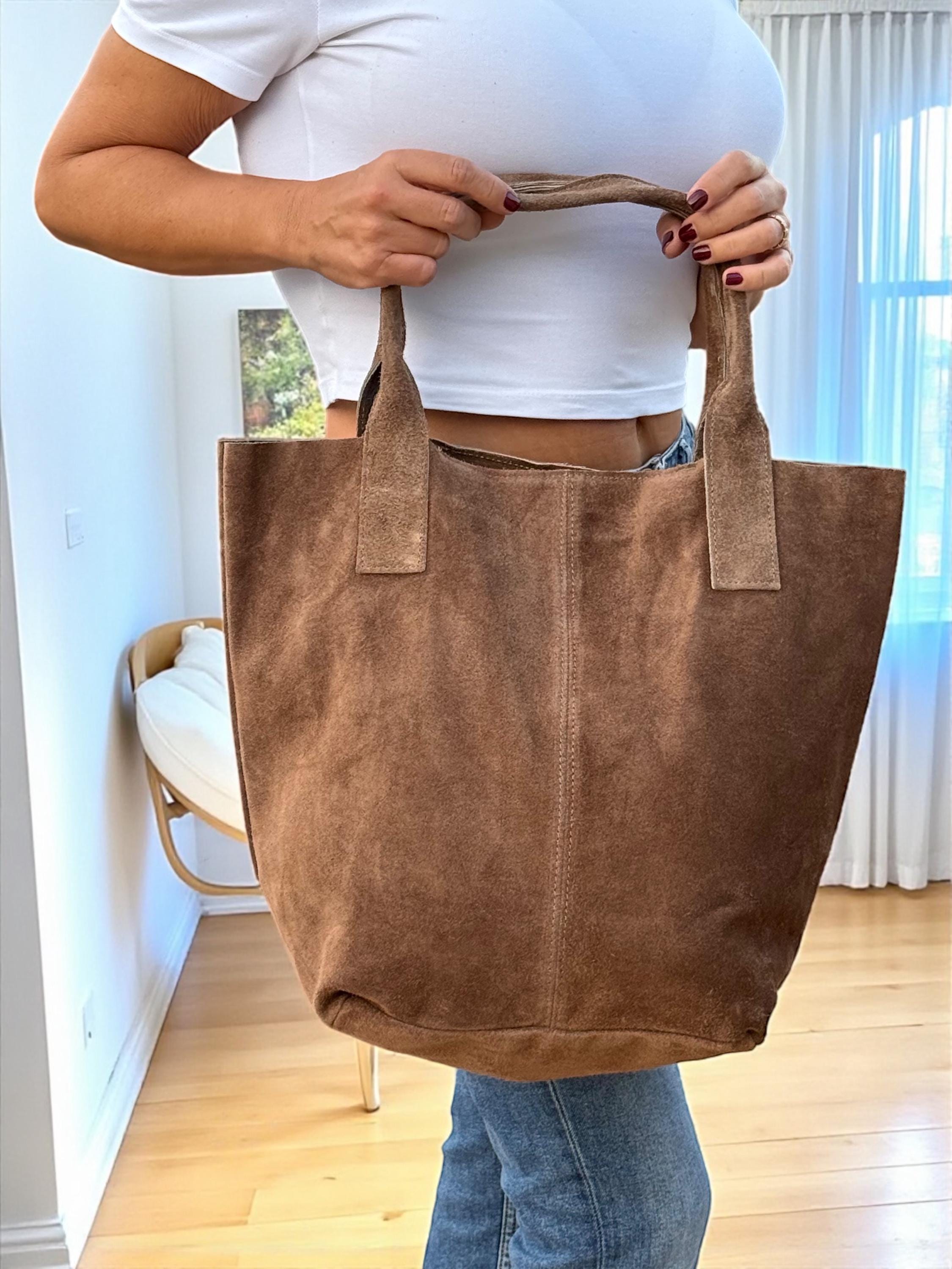 Slouchy Suede brown shopper Bag with Tassel