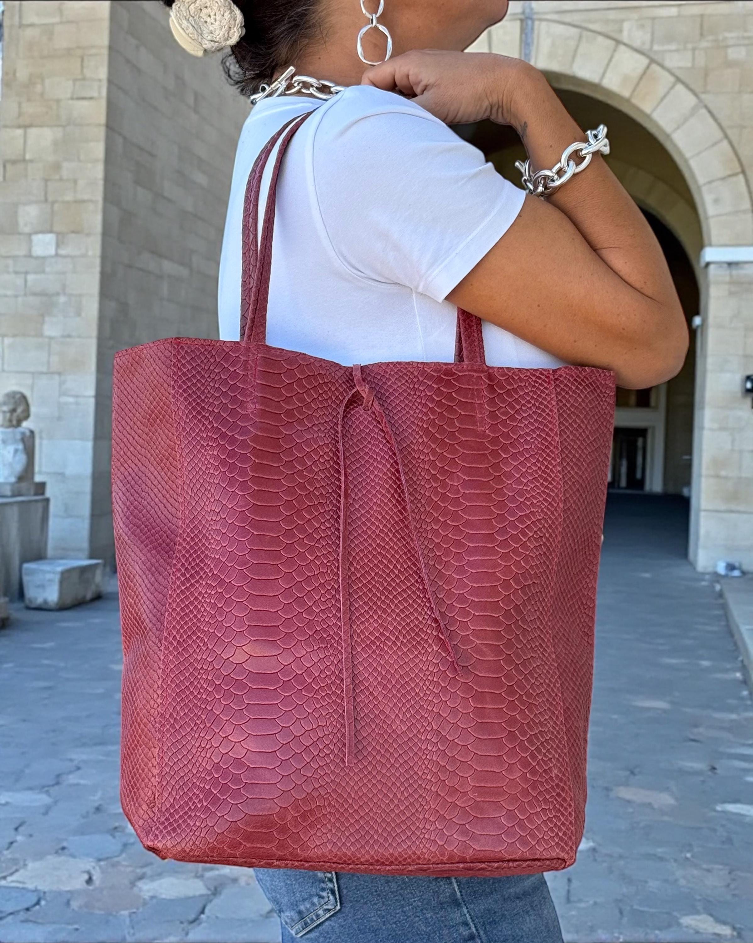 Embossed Genuine leather Ruby Tote shopper bag